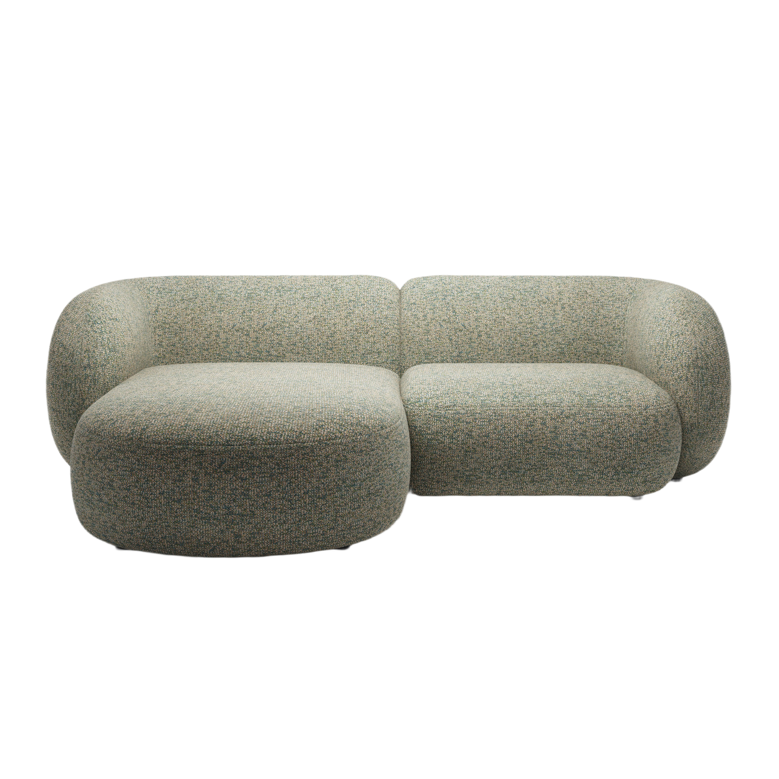 Left-sided 2-seater corner sofa KATE light green mélange
