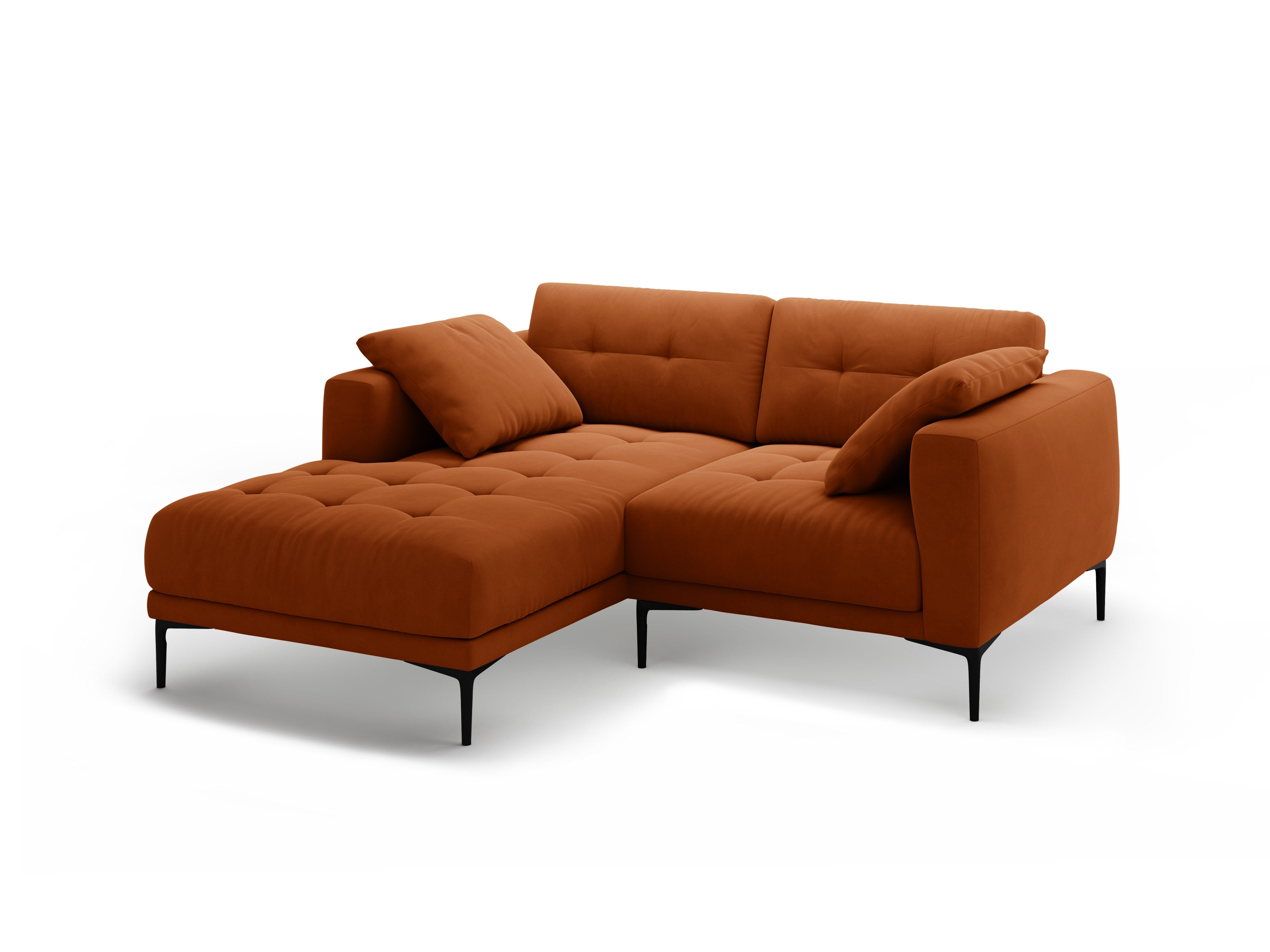 Ecksofa linksseitig aus Samt BEMY terrakotta