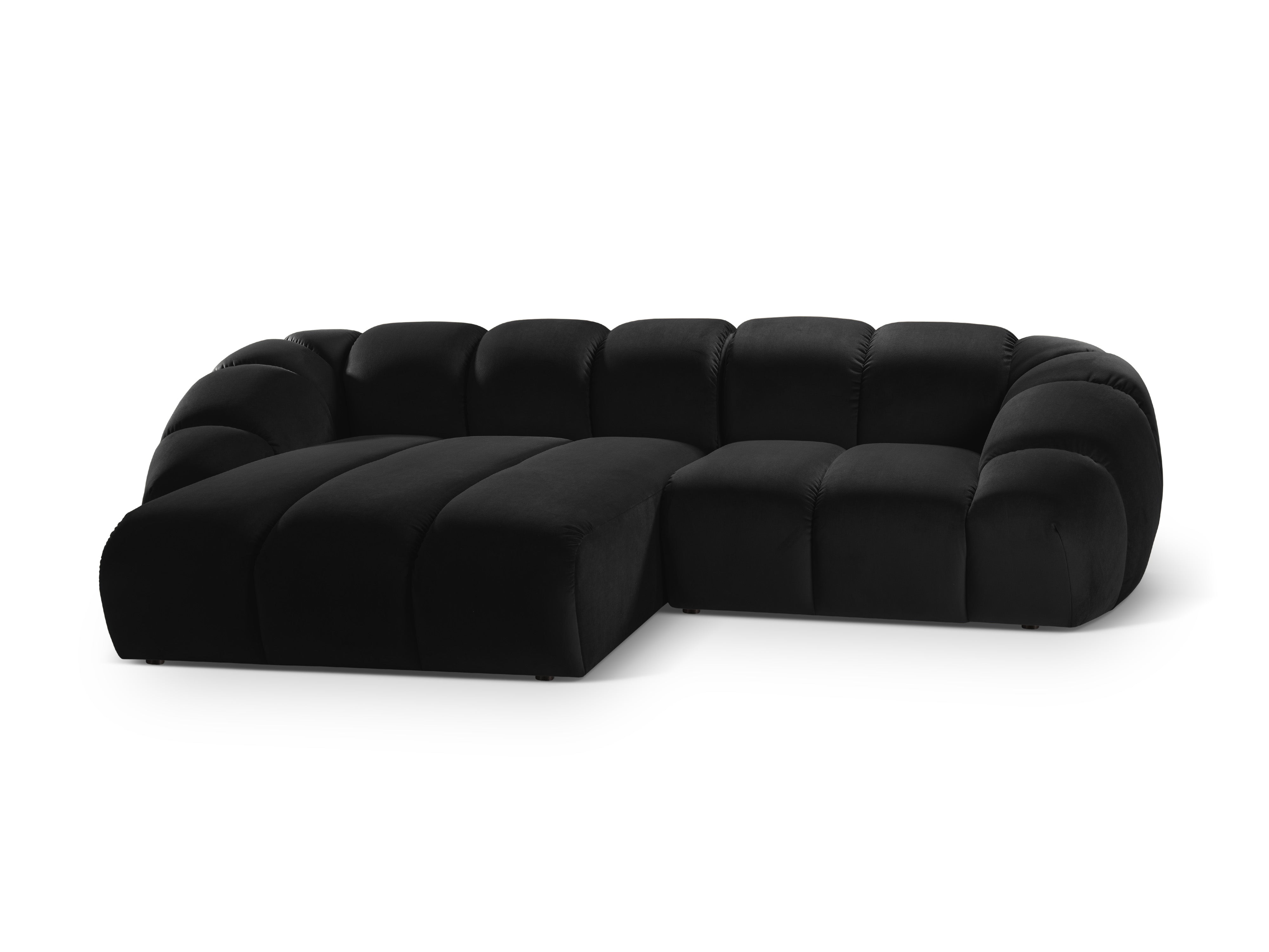 Narożnik aksamitny 3-osobowy lewostronny DIANA czarny