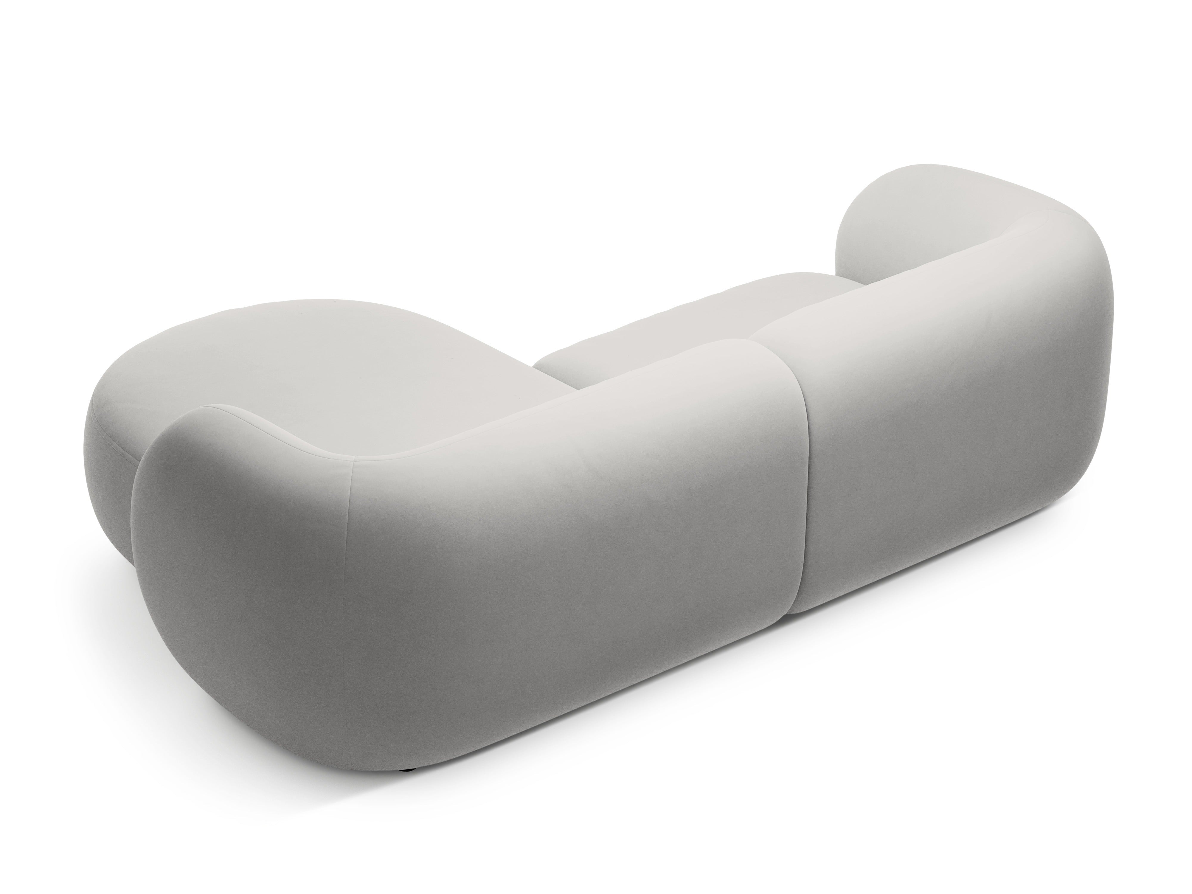 Samt-Ecksofa rechtsseitig 2-sitzig KATE hellgrau