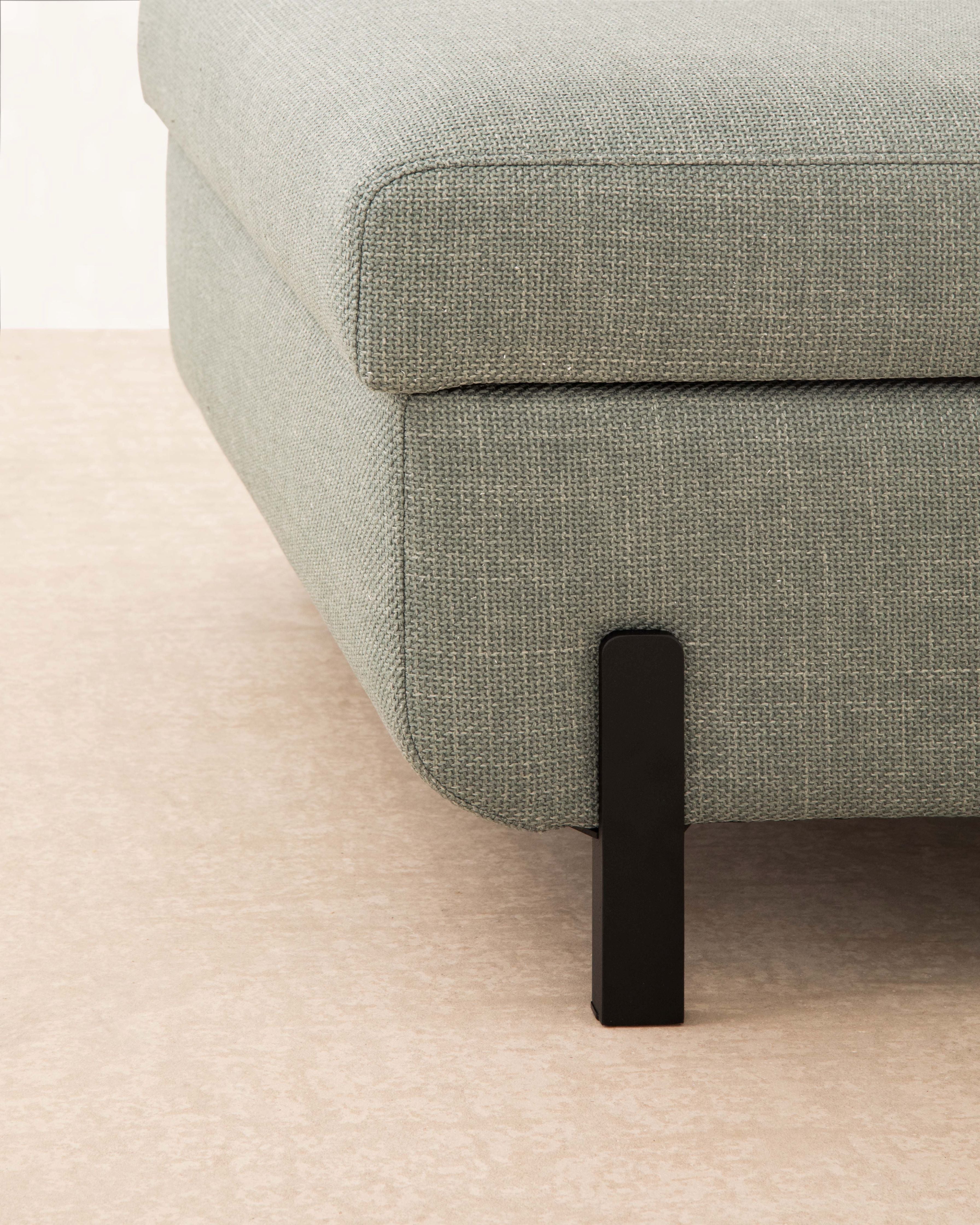 GLORIA pouf with storage blue chenille