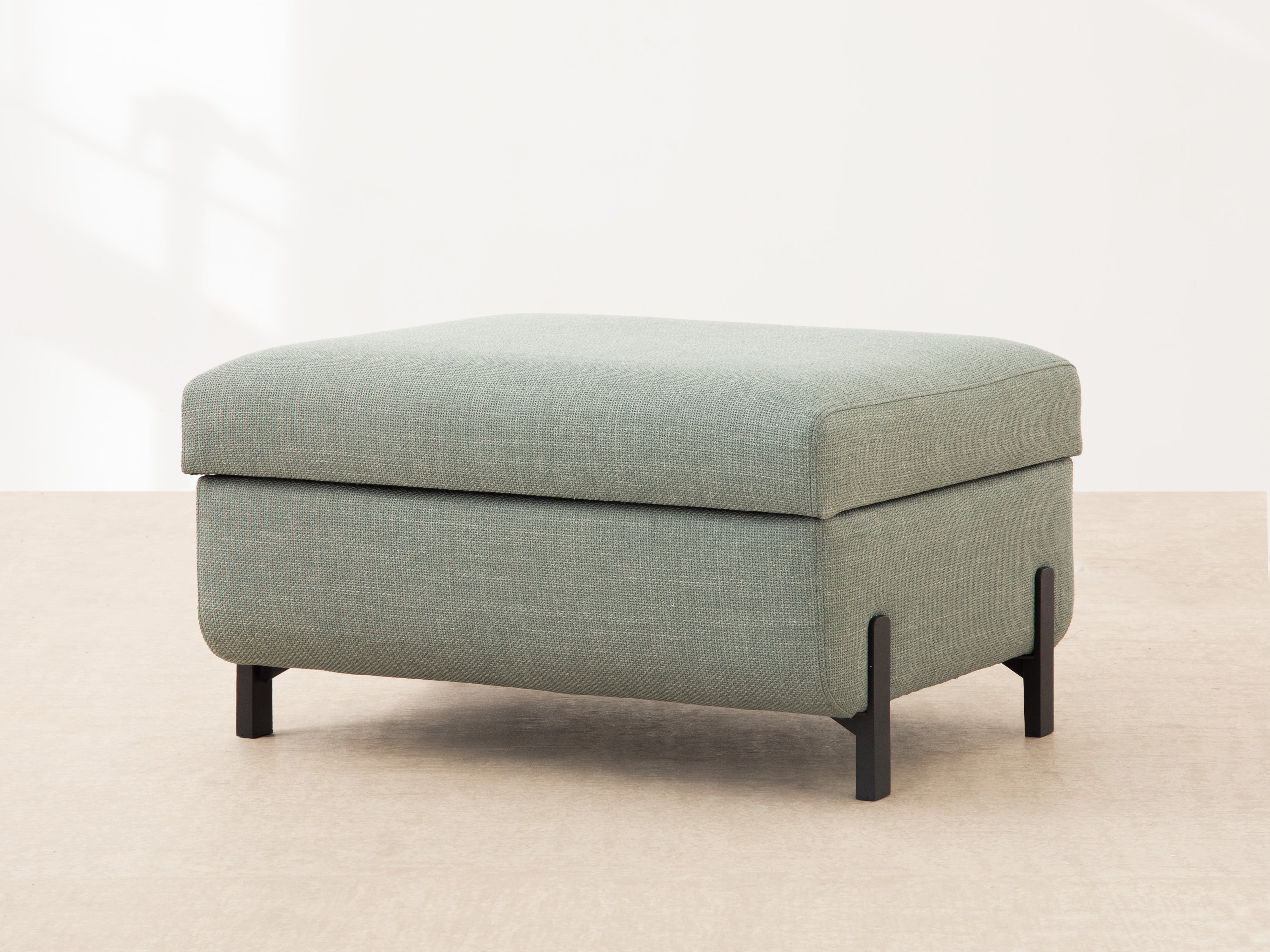 GLORIA pouf with storage blue chenille