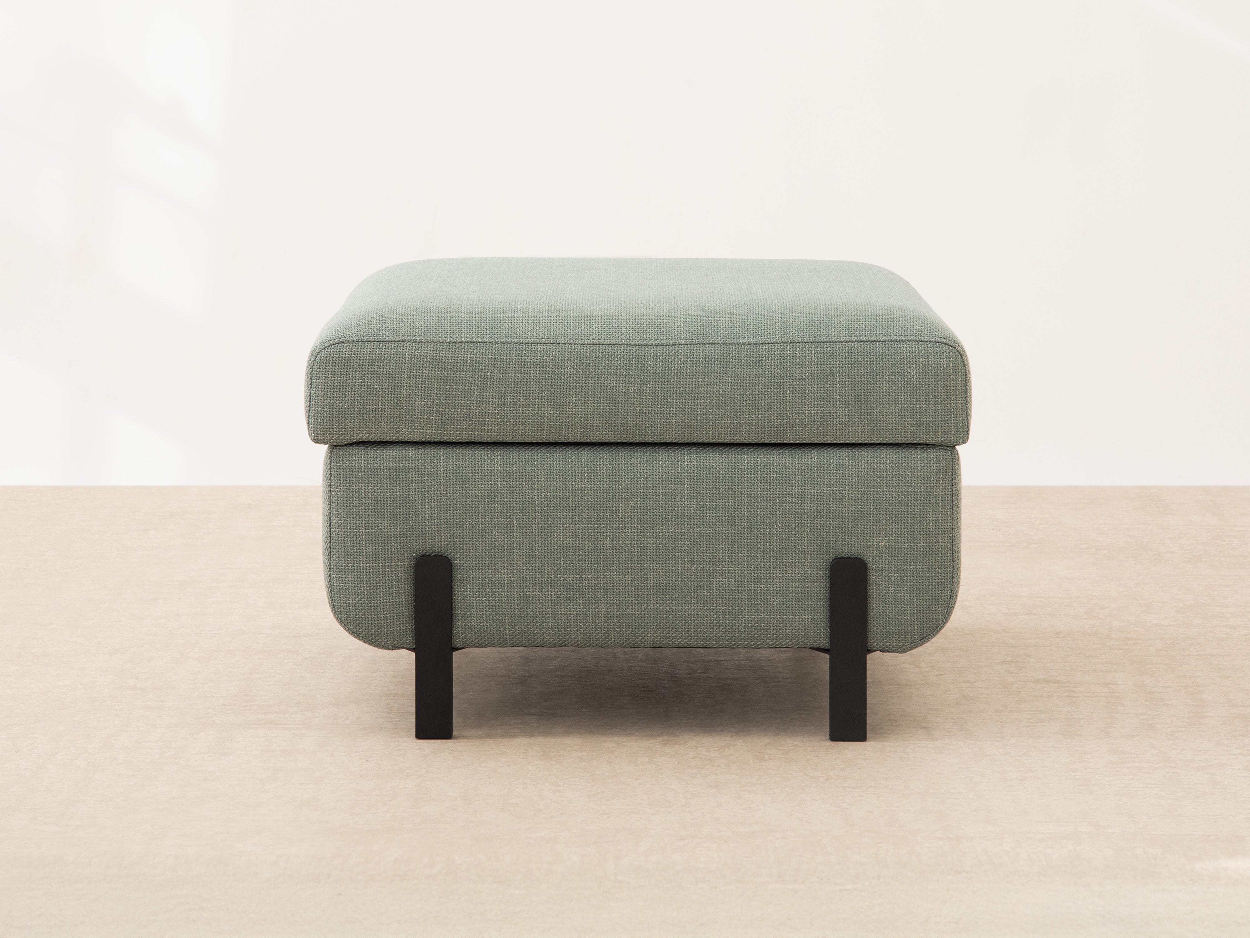 GLORIA pouf with storage blue chenille