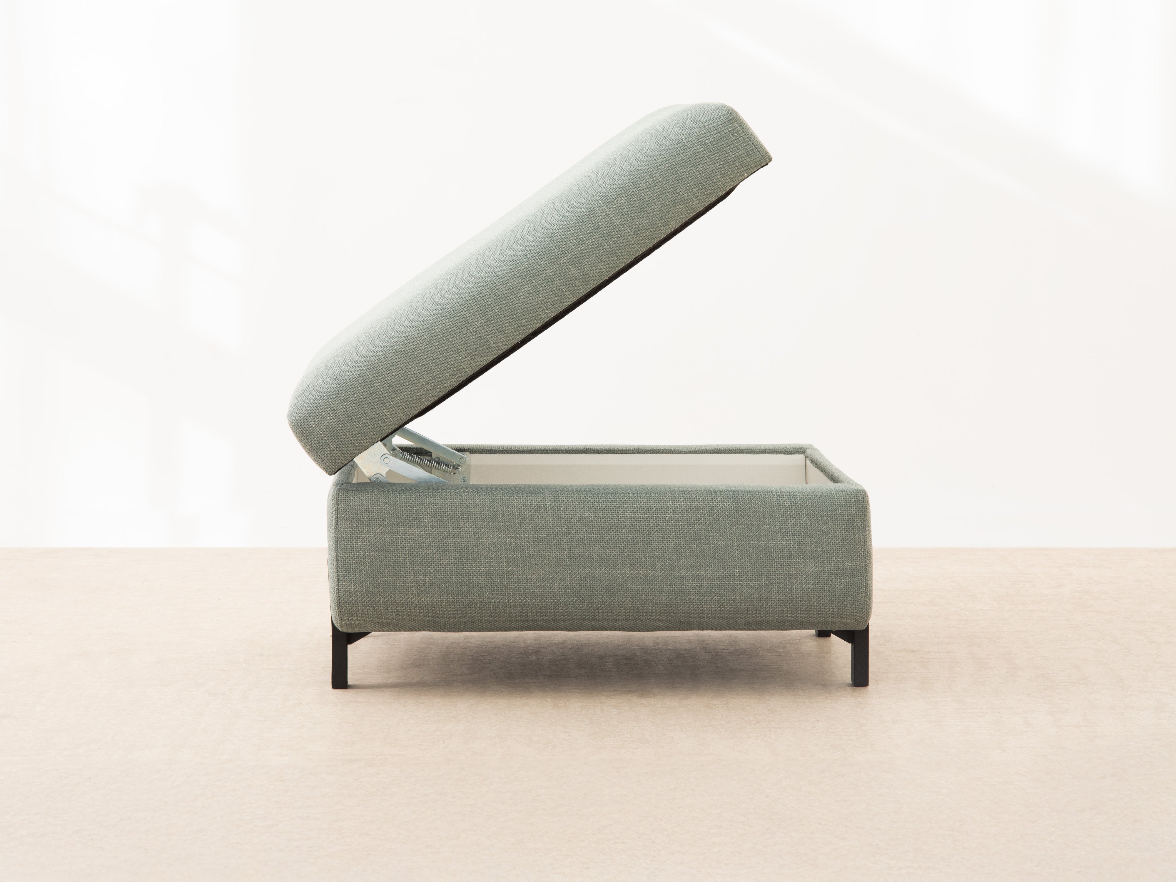 GLORIA pouf with storage blue chenille