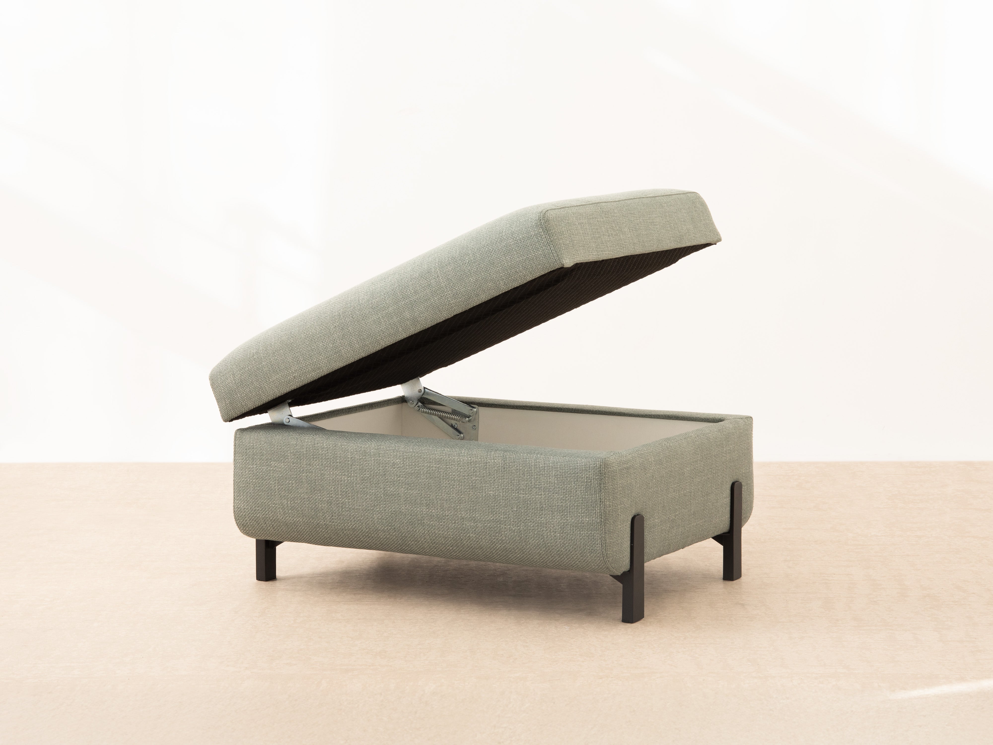 GLORIA pouf with storage blue chenille