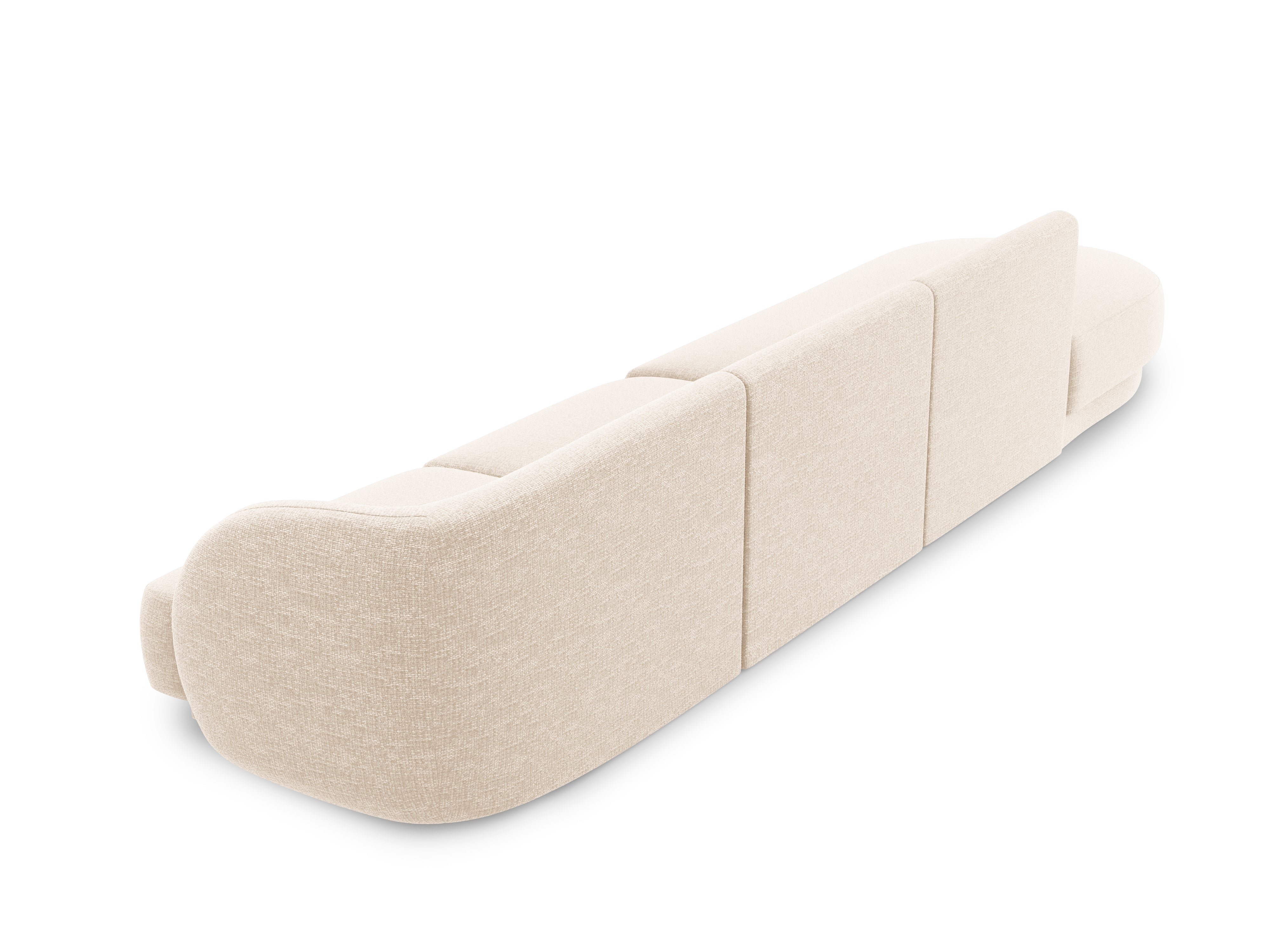 Sofa lewostronna 4-osobowa w tkaninie szenilowej otwarta MILEY jasnobeżowy Micadoni    Eye on Design