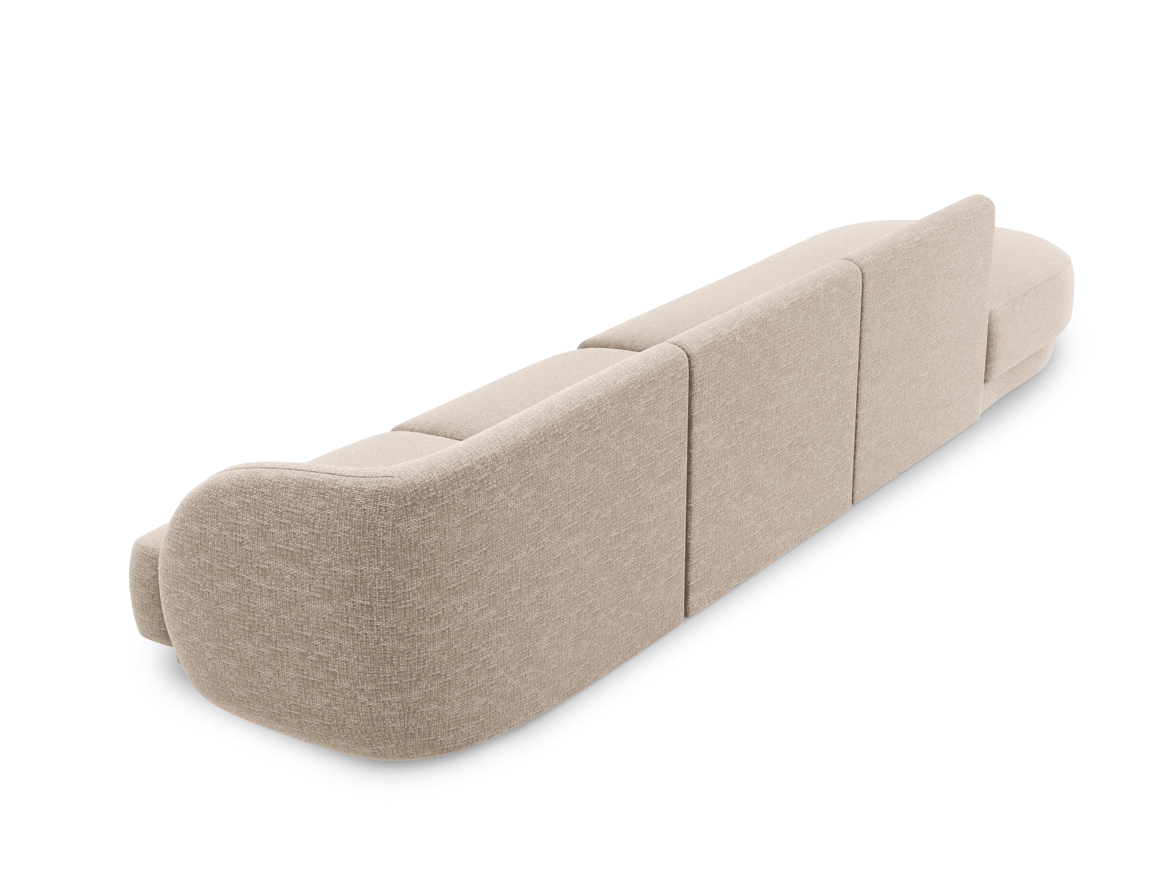 Sofa lewostronna 4-osobowa w tkaninie szenilowej otwarta MILEY beżowy Micadoni    Eye on Design