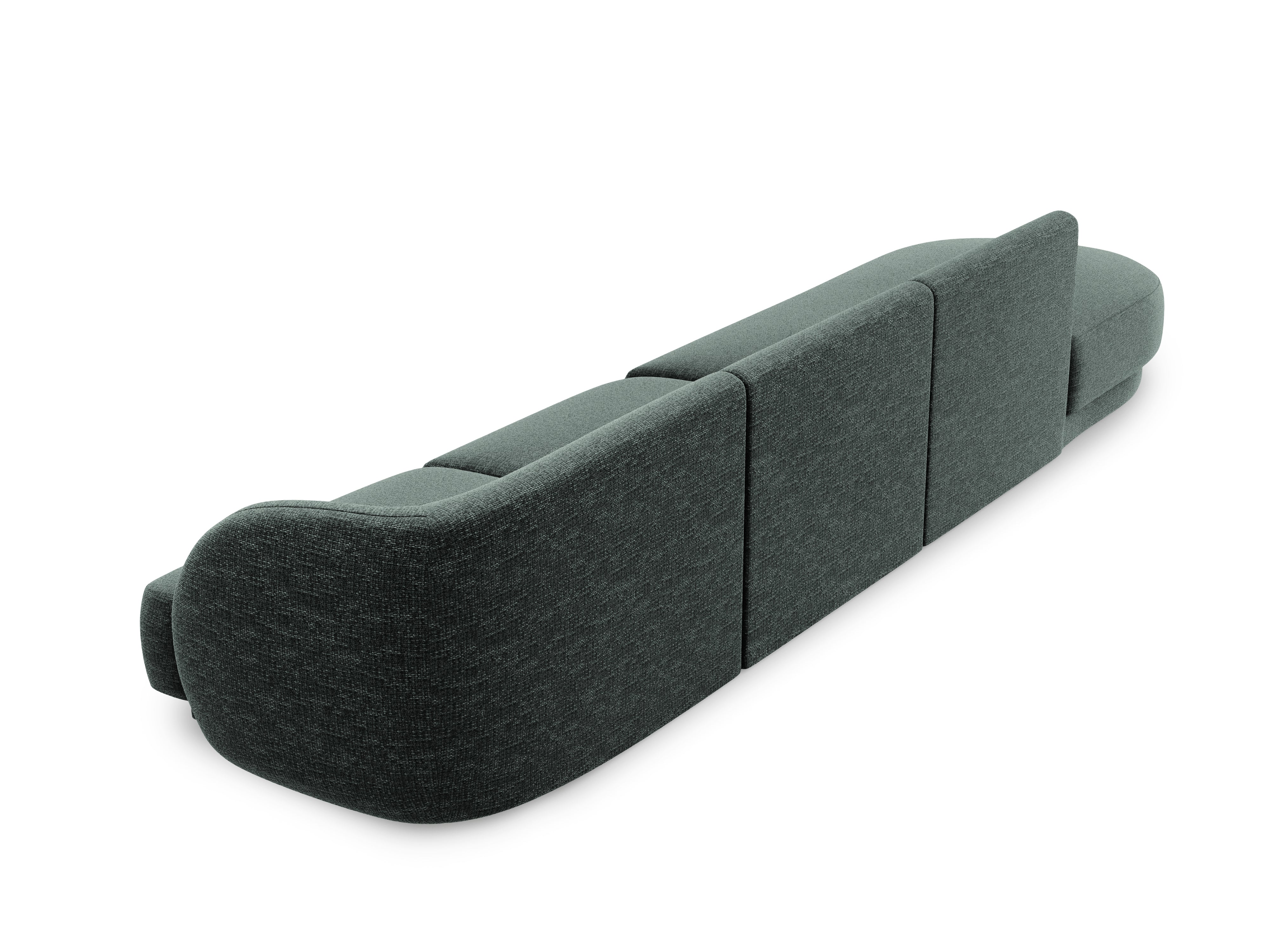 Sofa lewostronna 4-osobowa w tkaninie szenilowej otwarta MILEY petrol Micadoni    Eye on Design