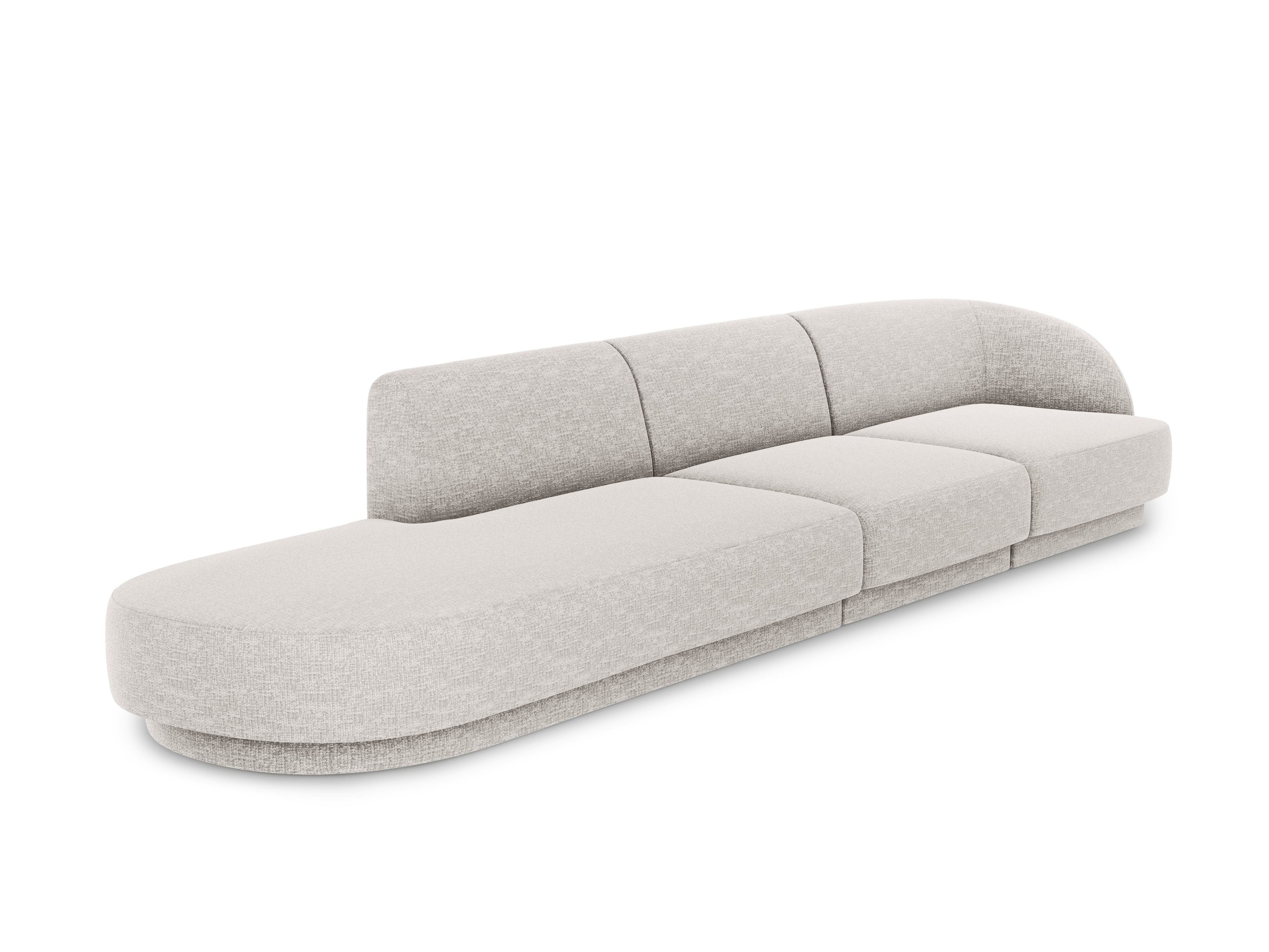 Sofa lewostronna 4-osobowa w tkaninie szenilowej otwarta MILEY jasnoszary Micadoni    Eye on Design