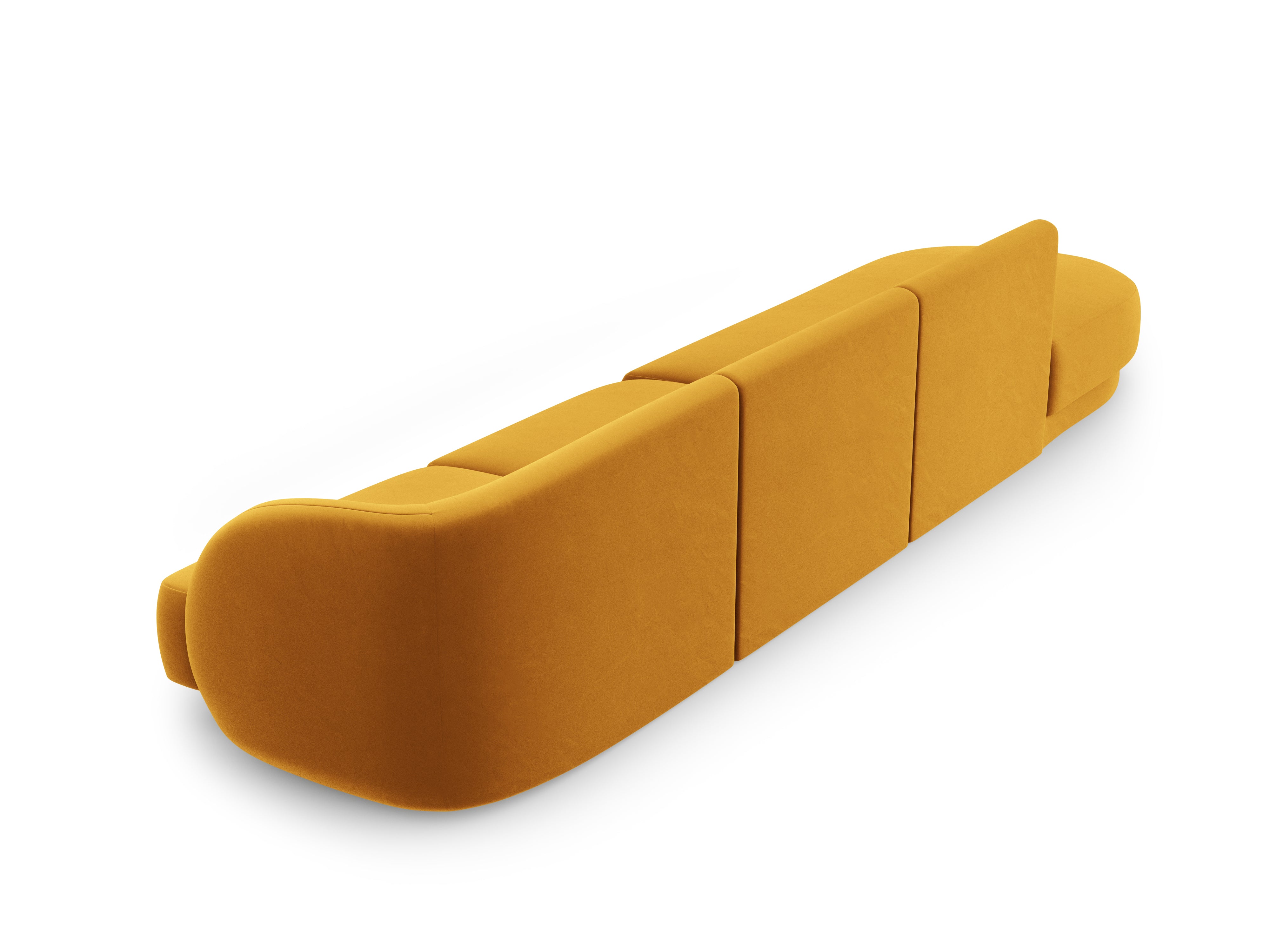 Sofa aksamitna lewostronna 4-osobowa otwarta MILEY żółty Micadoni    Eye on Design