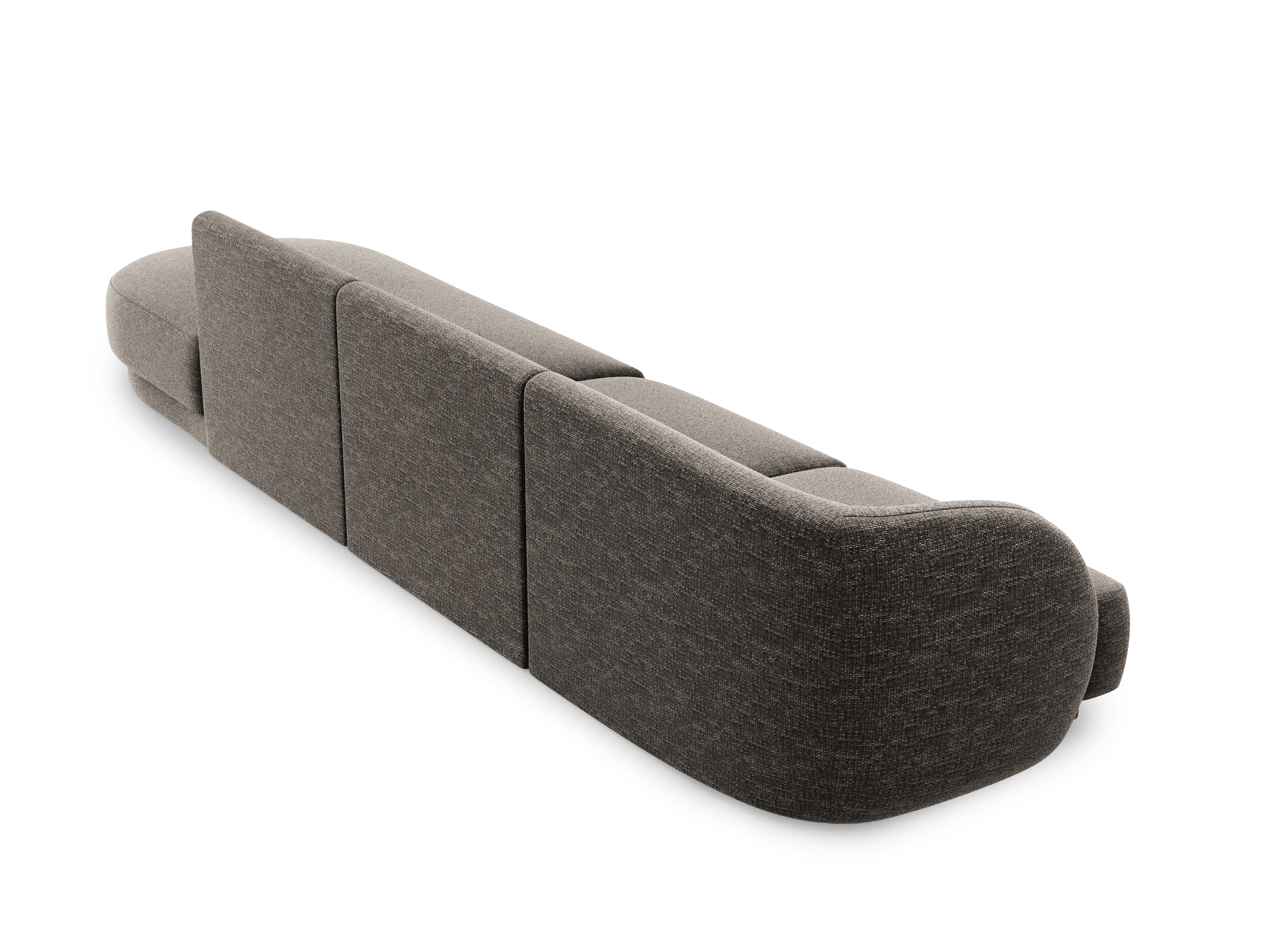 Sofa prawostronna 4-osobowa w tkaninie szenilowej otwarta MILEY szary Micadoni    Eye on Design