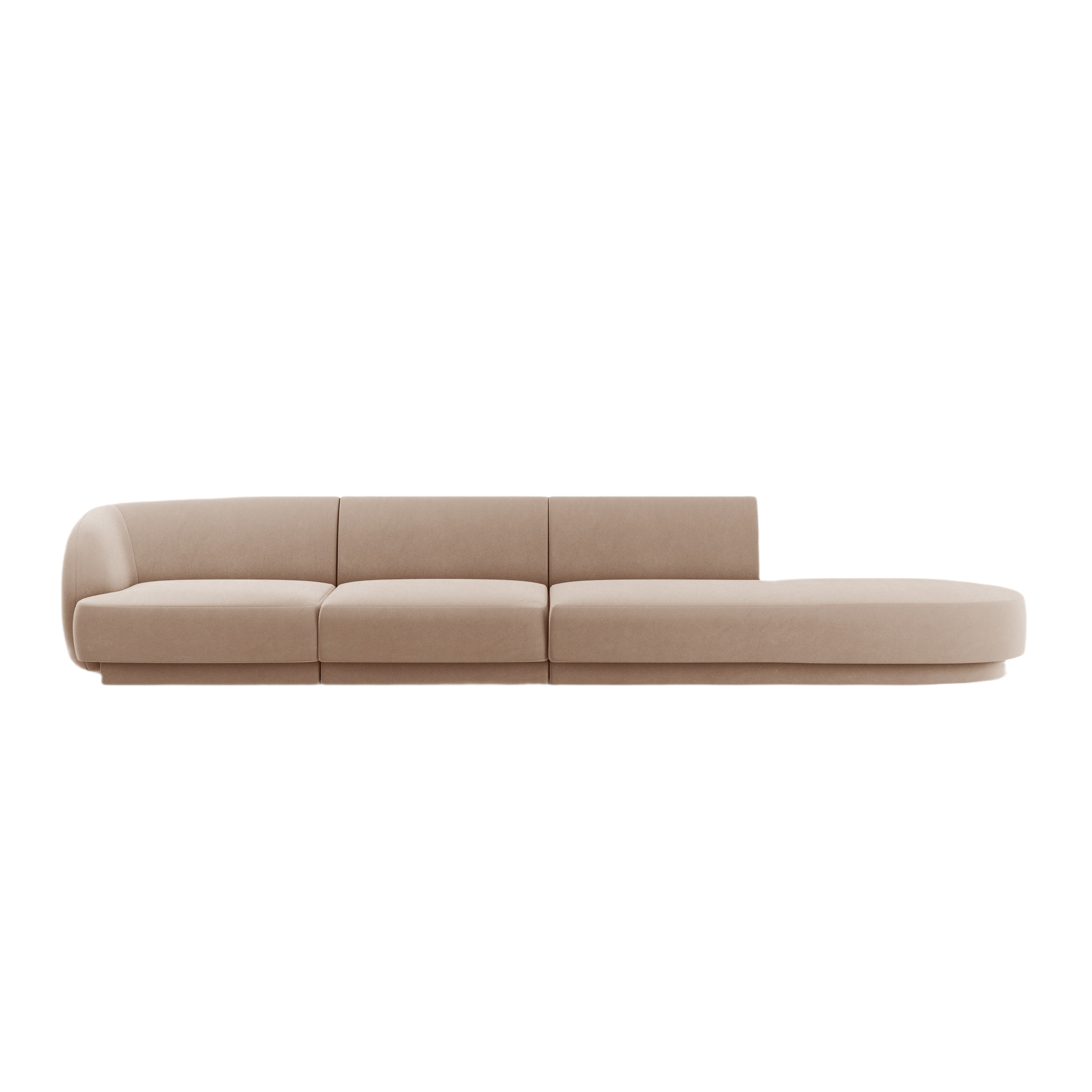 Cappuccino Open Right-Side Velvet Sofa for 4 People MILEY
