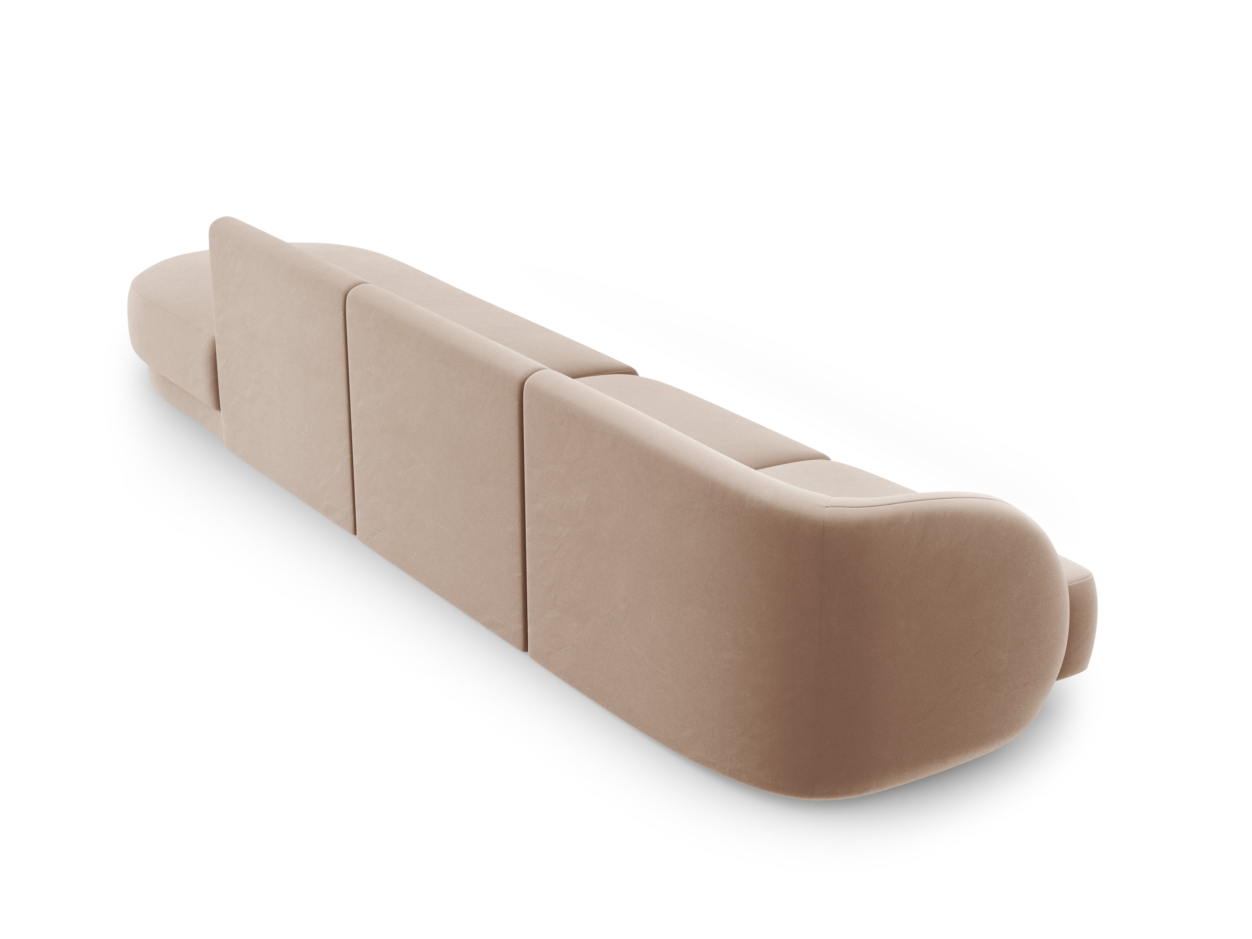 Sofa aksamitna prawostronna 4-osobowa otwarta MILEY cappuccino Micadoni    Eye on Design