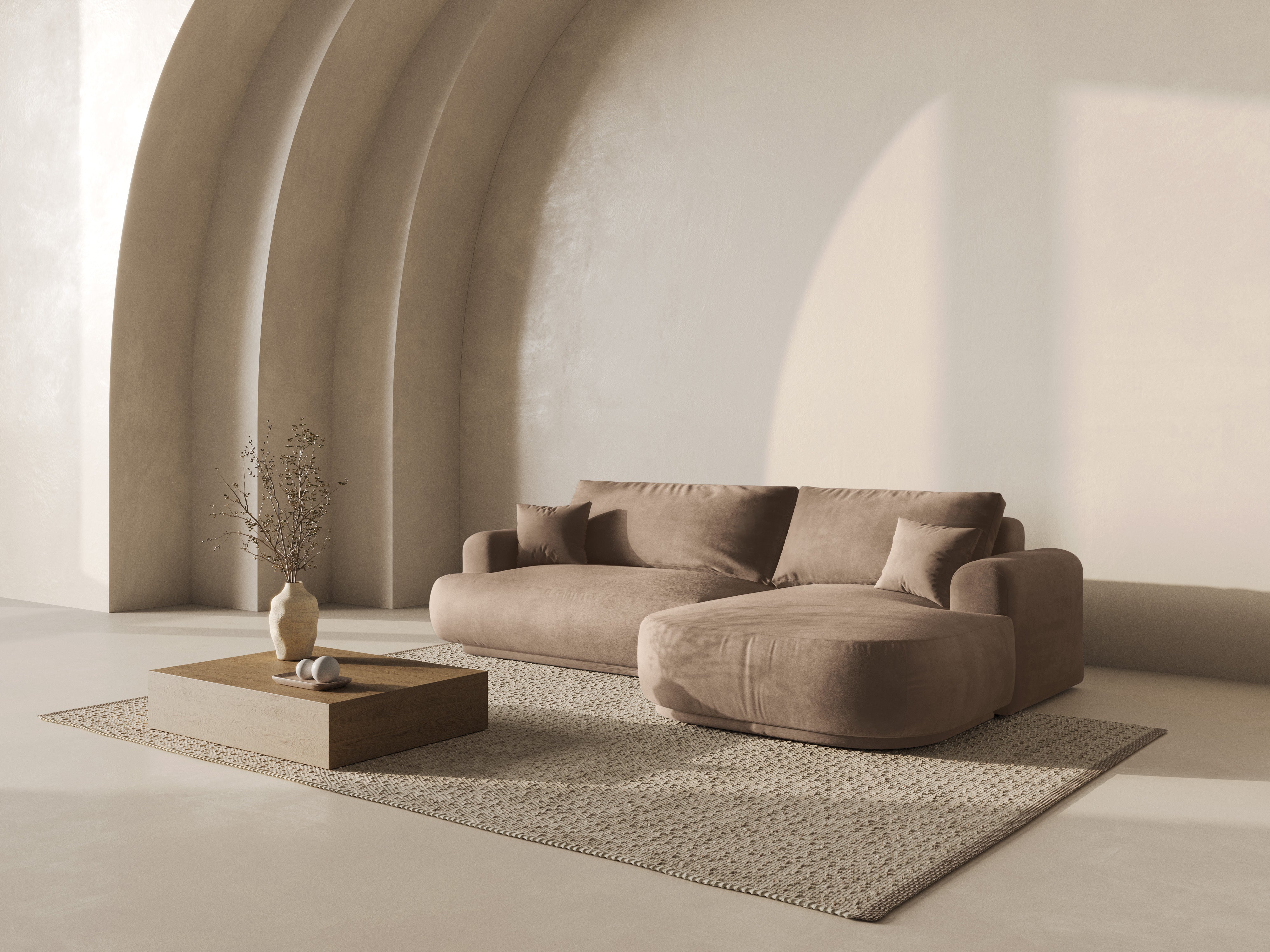 RECHTEN -SANDEL VELVET -Ecke mit Ella Dark -Law -Schlaffunktion