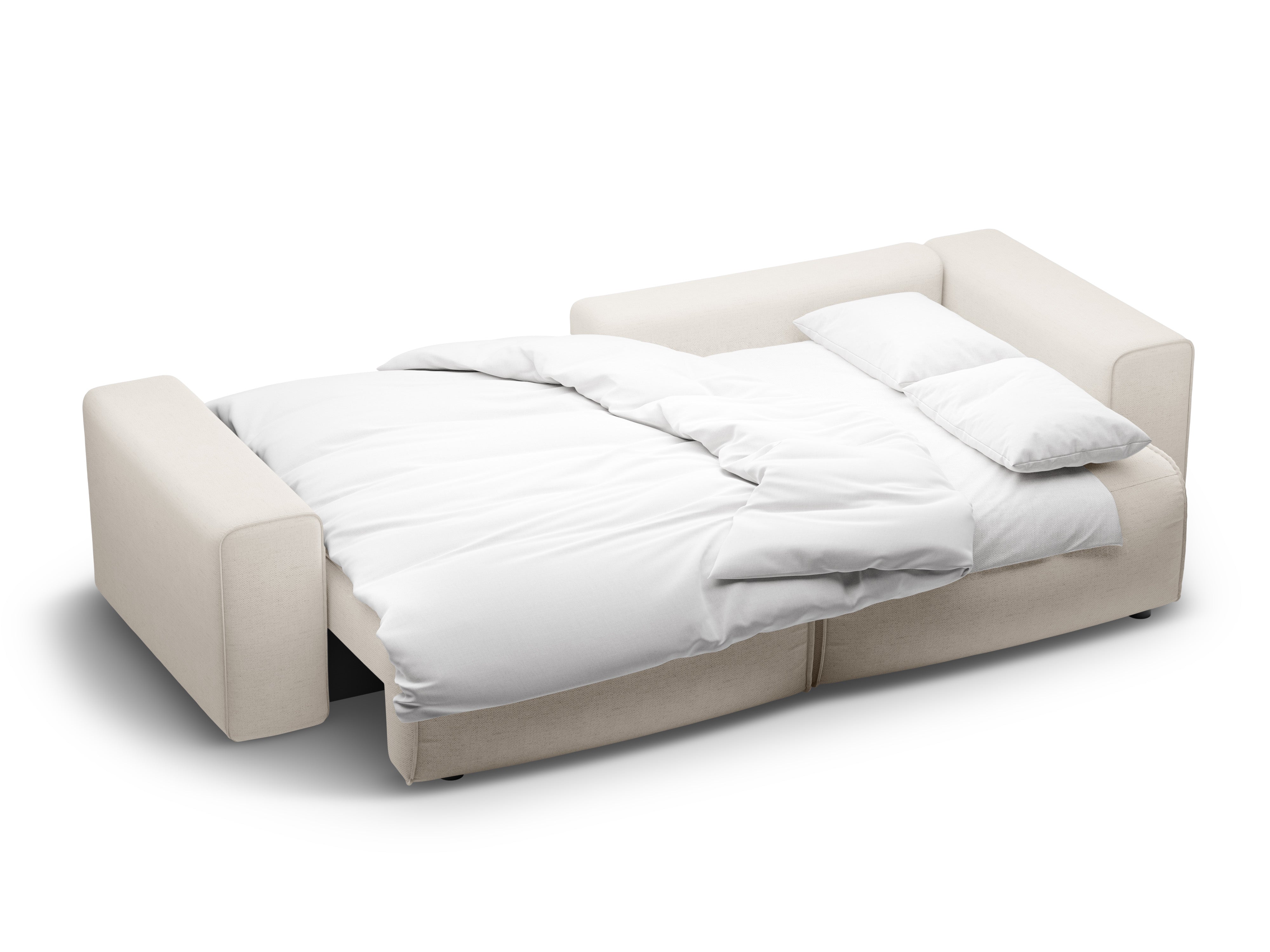 Rechthoekige 3-zits bank met slaapfunctie VICTOR lichtbeige chenille