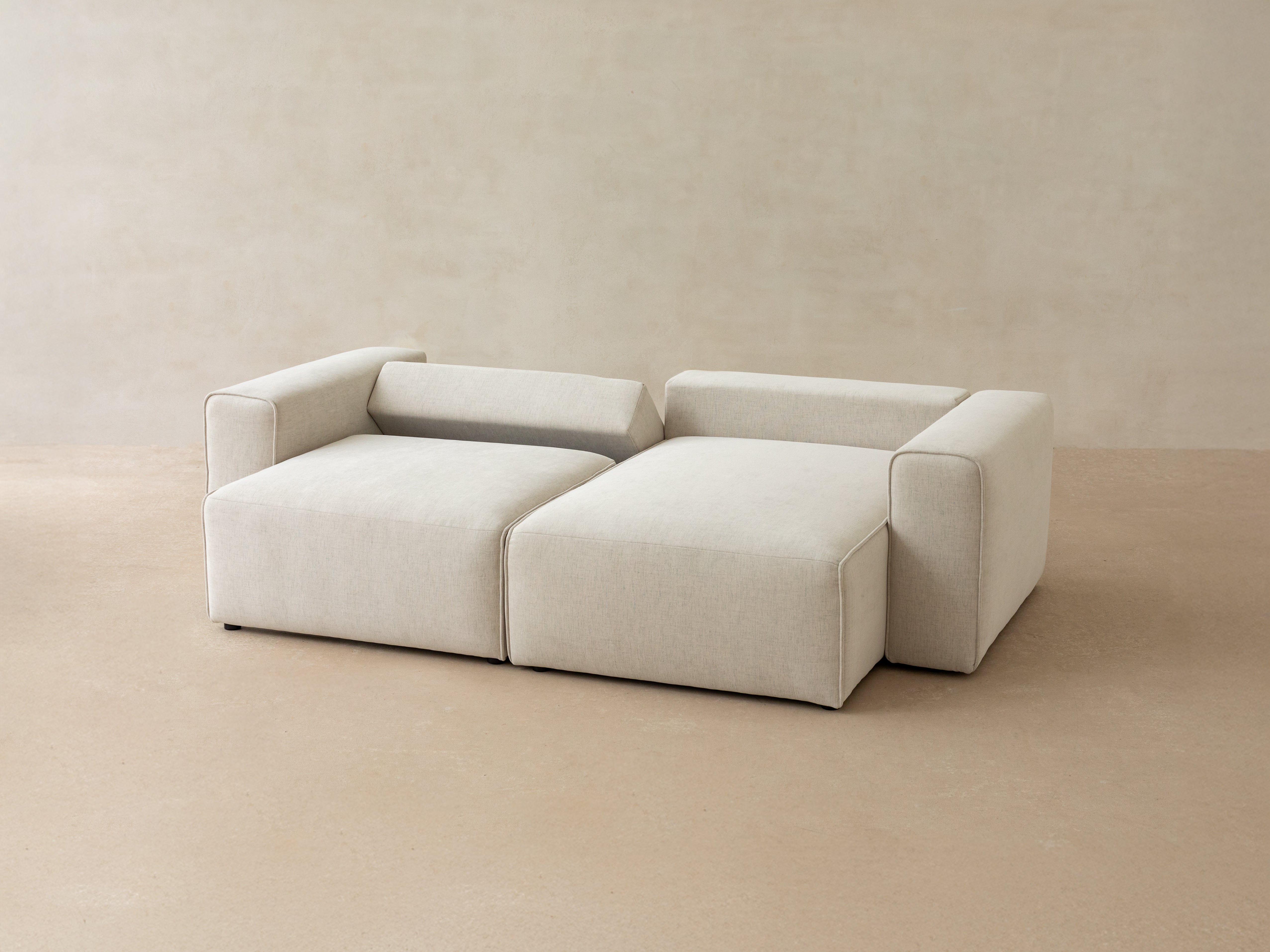 Linksseitiges 3-Sitzer-Sofa mit Schlaffunktion VICTOR in hellgrauem Chenille