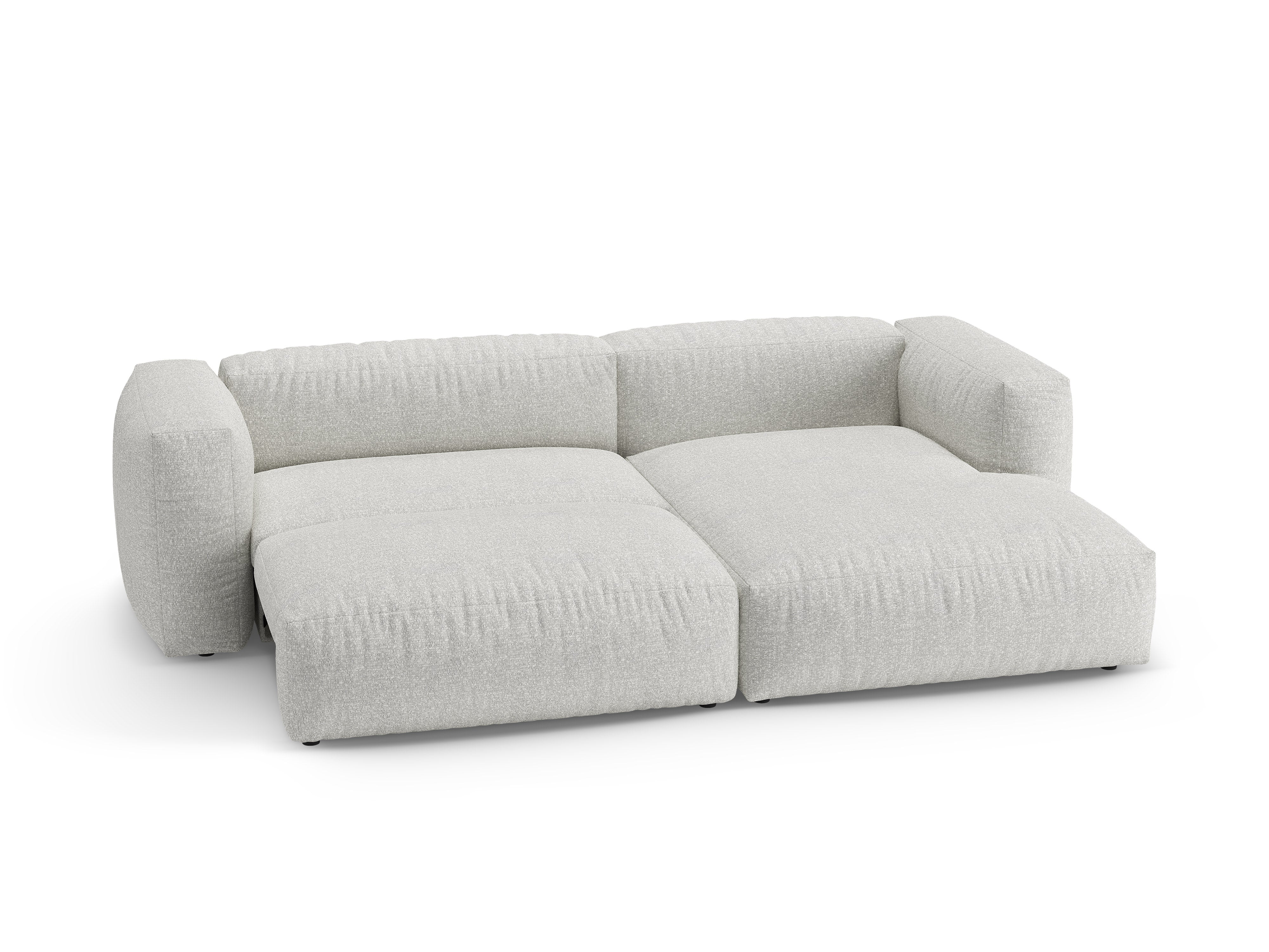 Rechtsseitiger Schlafsofa MARTINA in grau-beigem Boucle-Melange