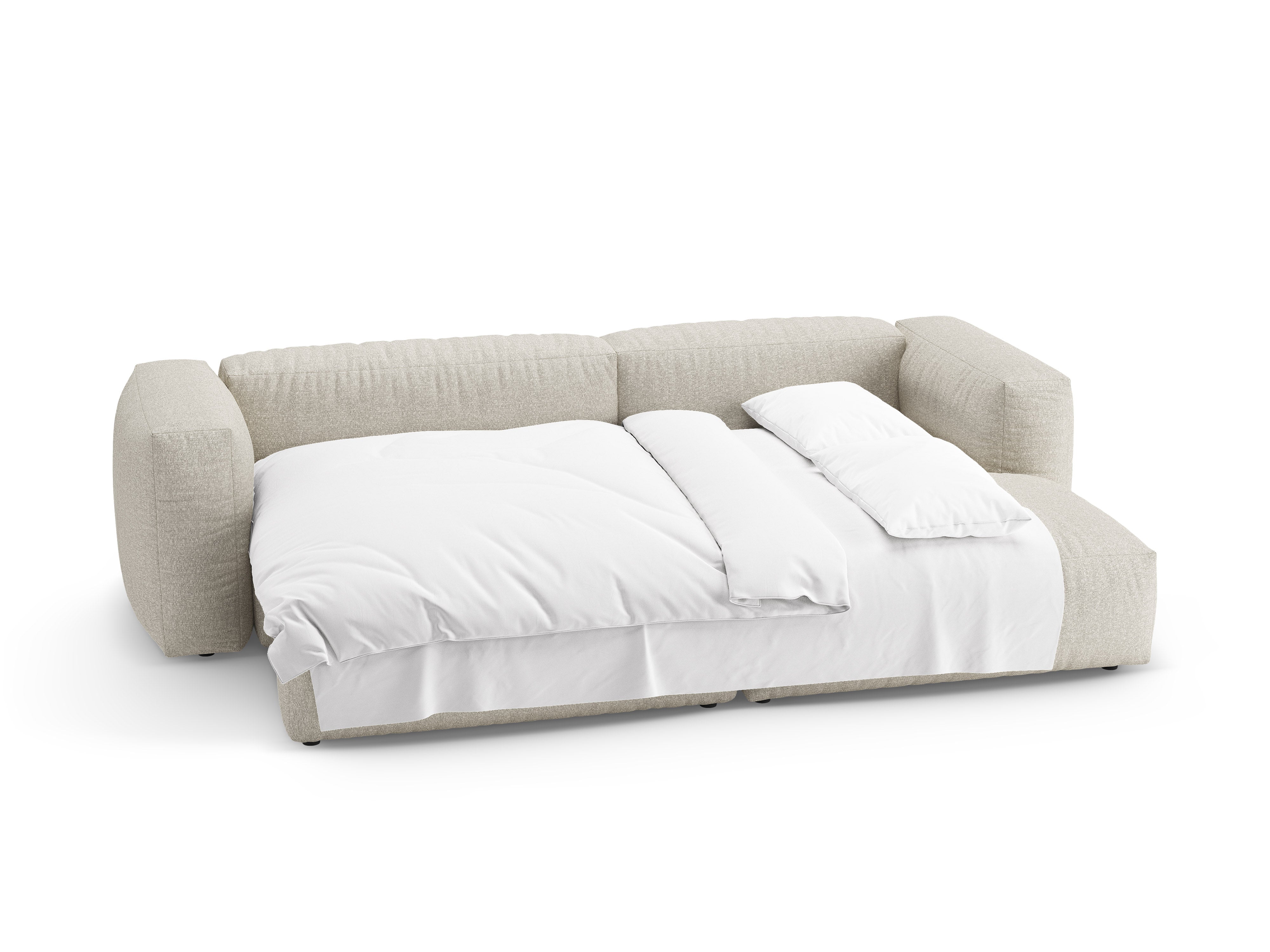 Rechthoekige bank met slaapfunctie MARTINA beige boucle
