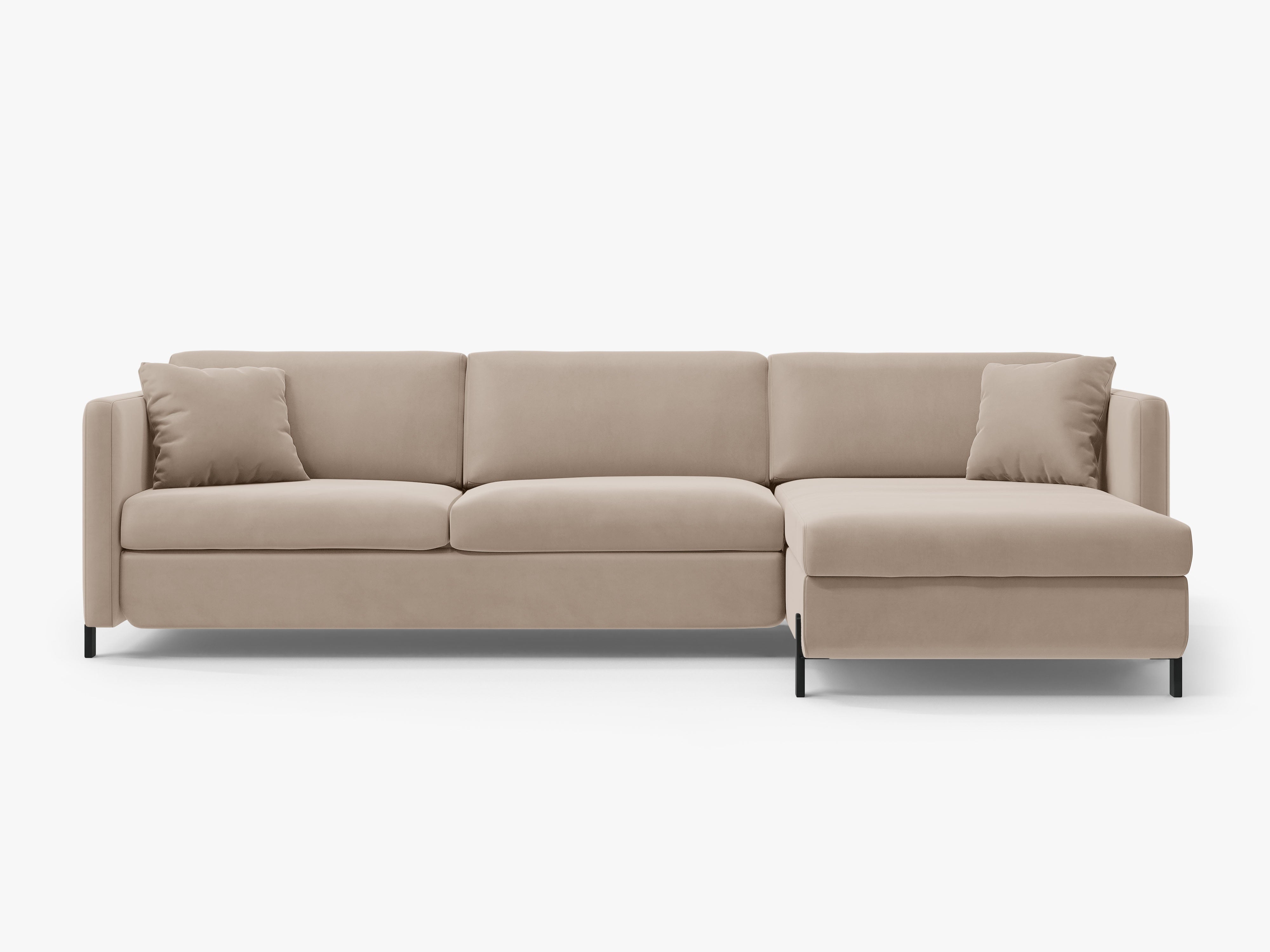 Right-facing velvet corner sofa with sleeping function GLORIA beige