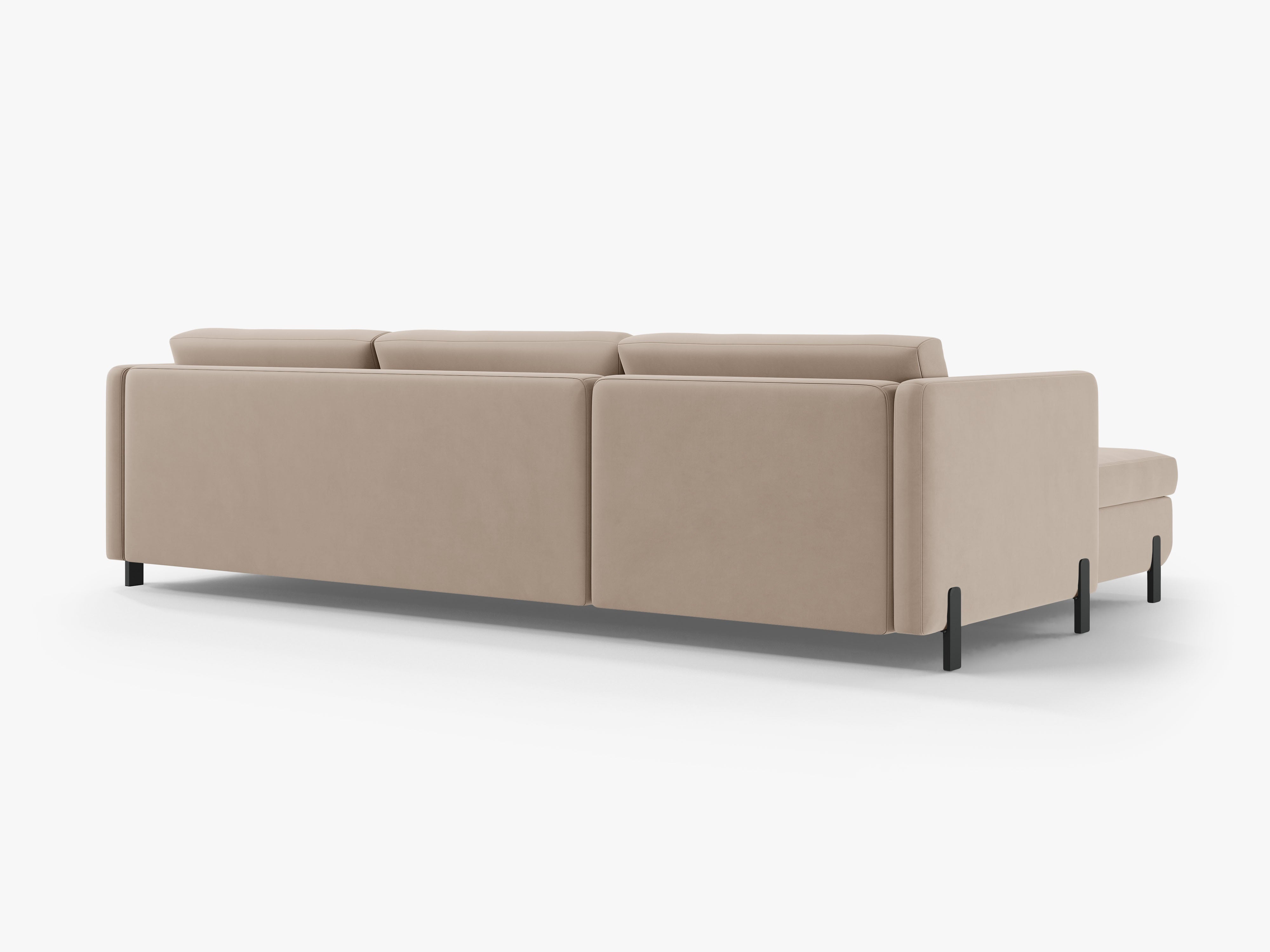 Right-facing velvet corner sofa with sleeping function GLORIA beige