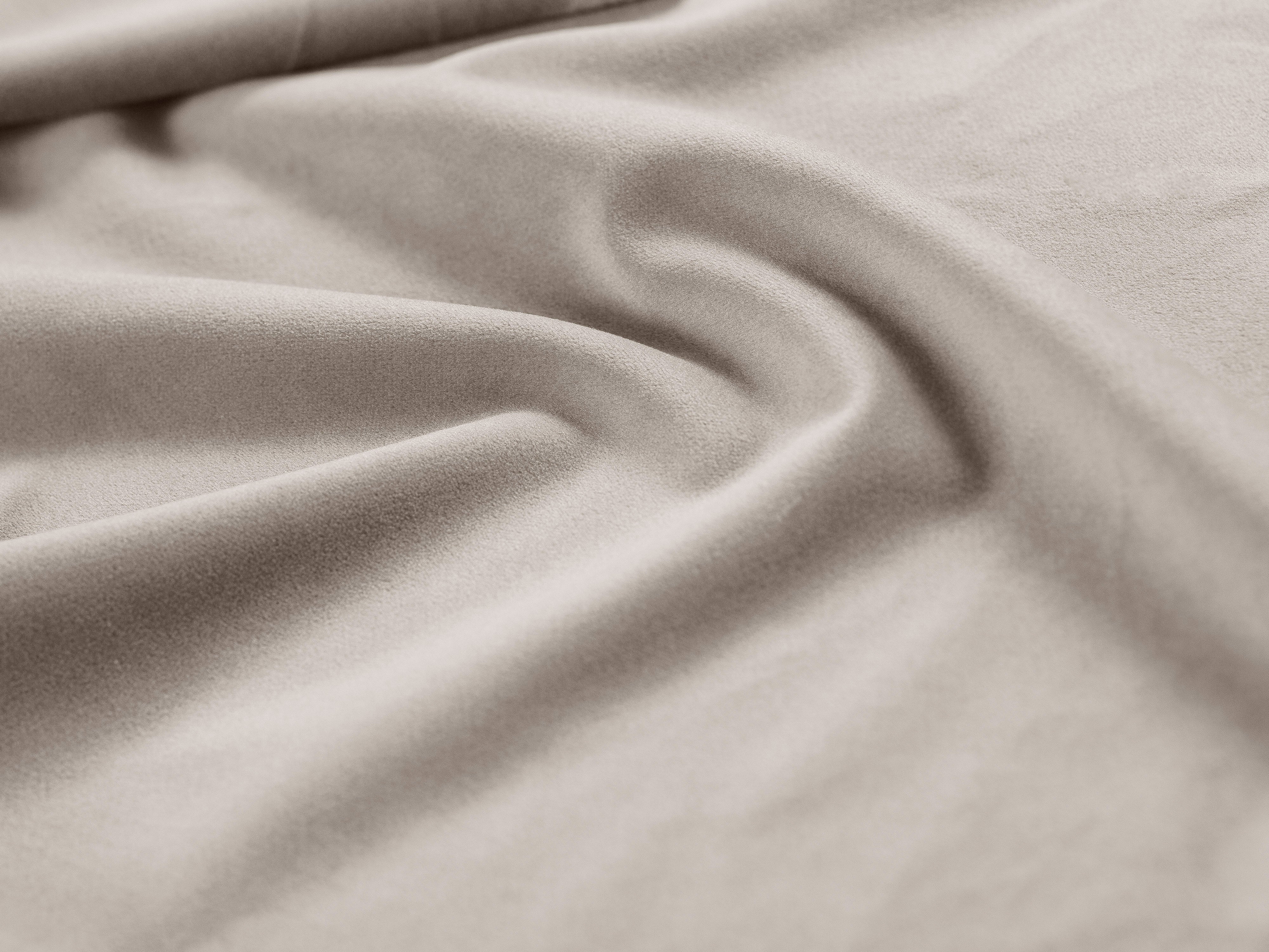Beige rechtszijdige fluwelen hoekbank met slaapfunctie PUMA