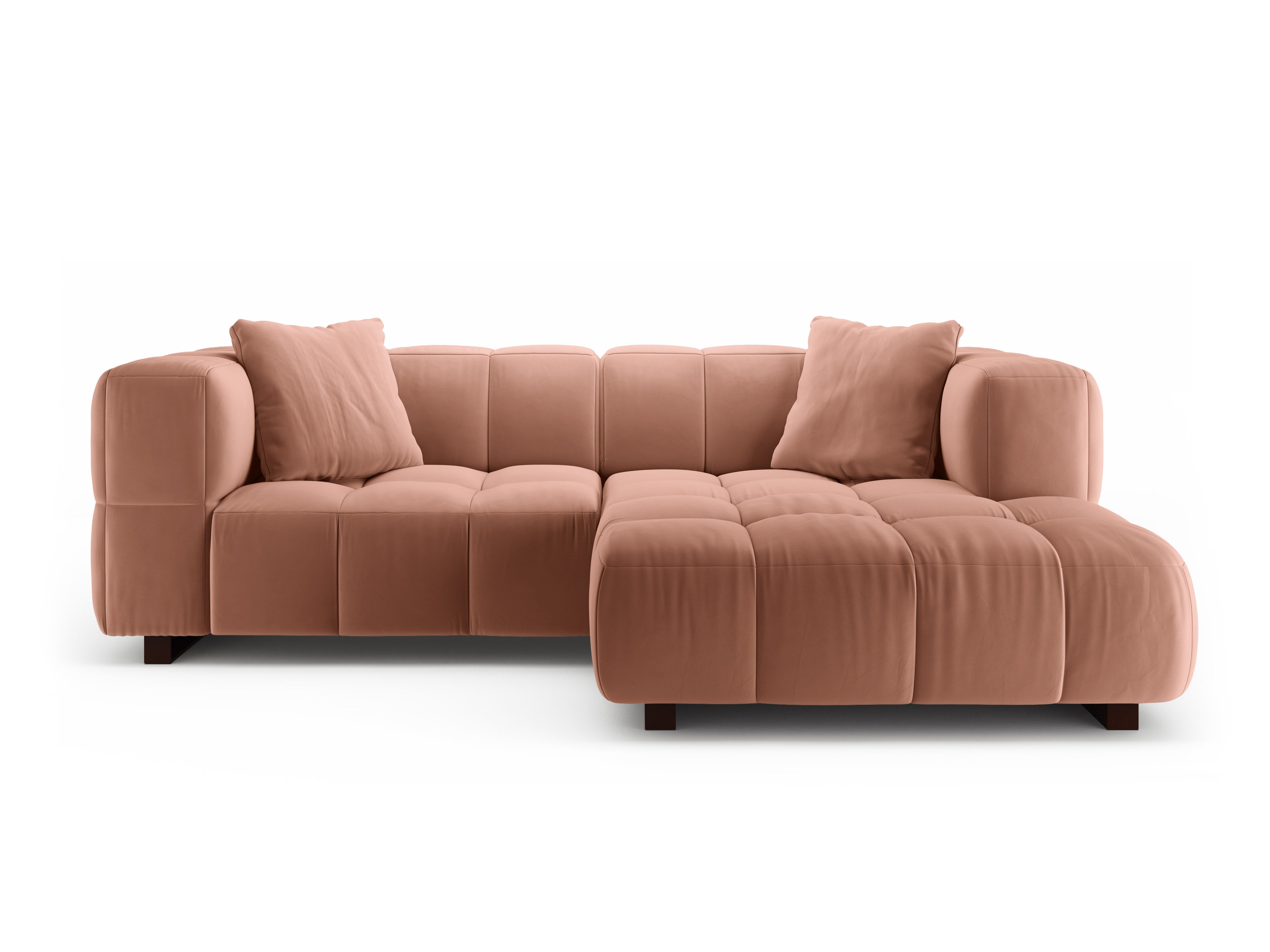 Samt-Ecksofa rechts mit Schlaffunktion PUMA rosa