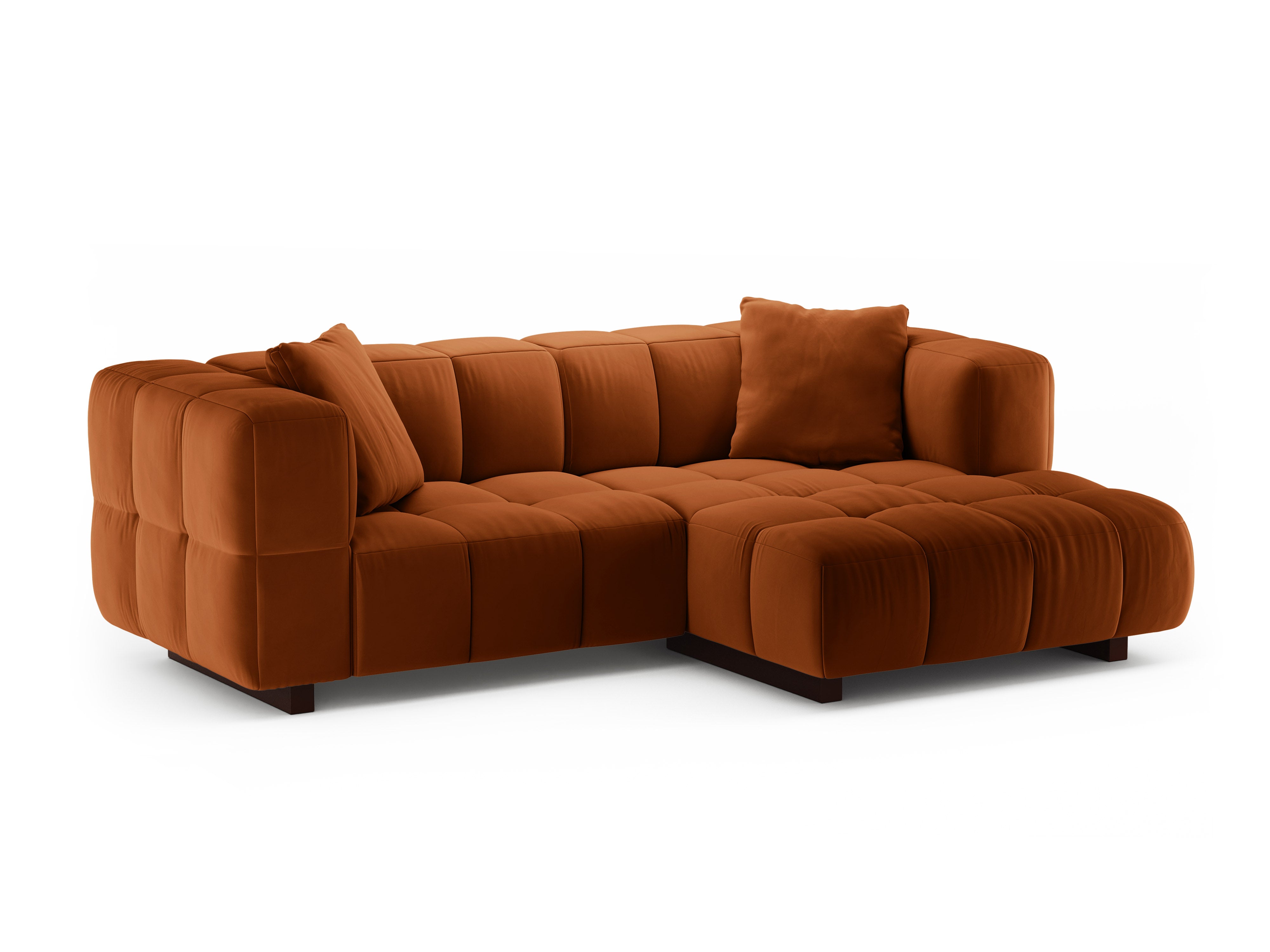 Velvet hoekbank rechts met slaapfunctie PUMA terracotta