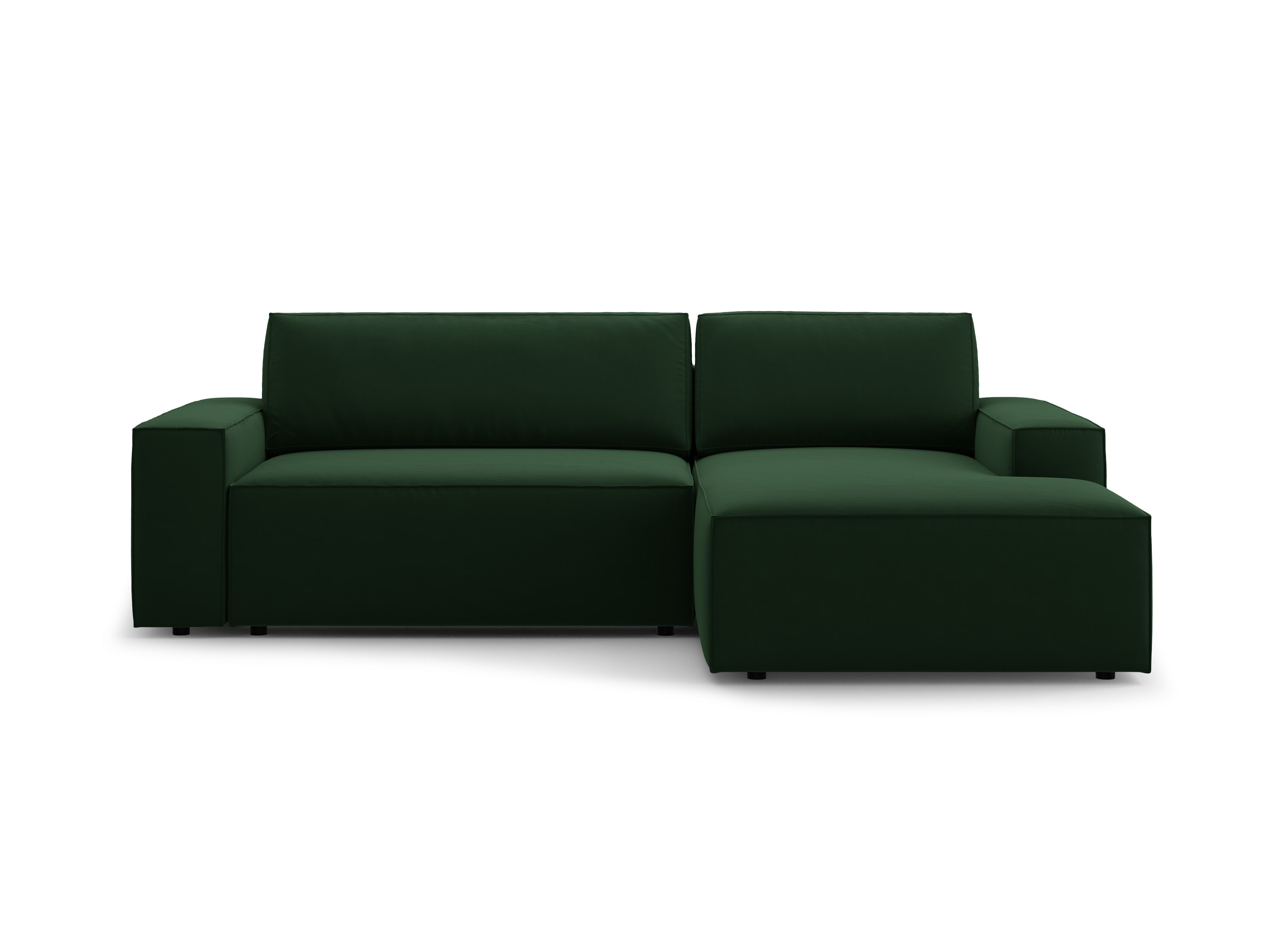 Samt-Ecksofa rechts mit Schlaffunktion JODIE in Flaschengrün