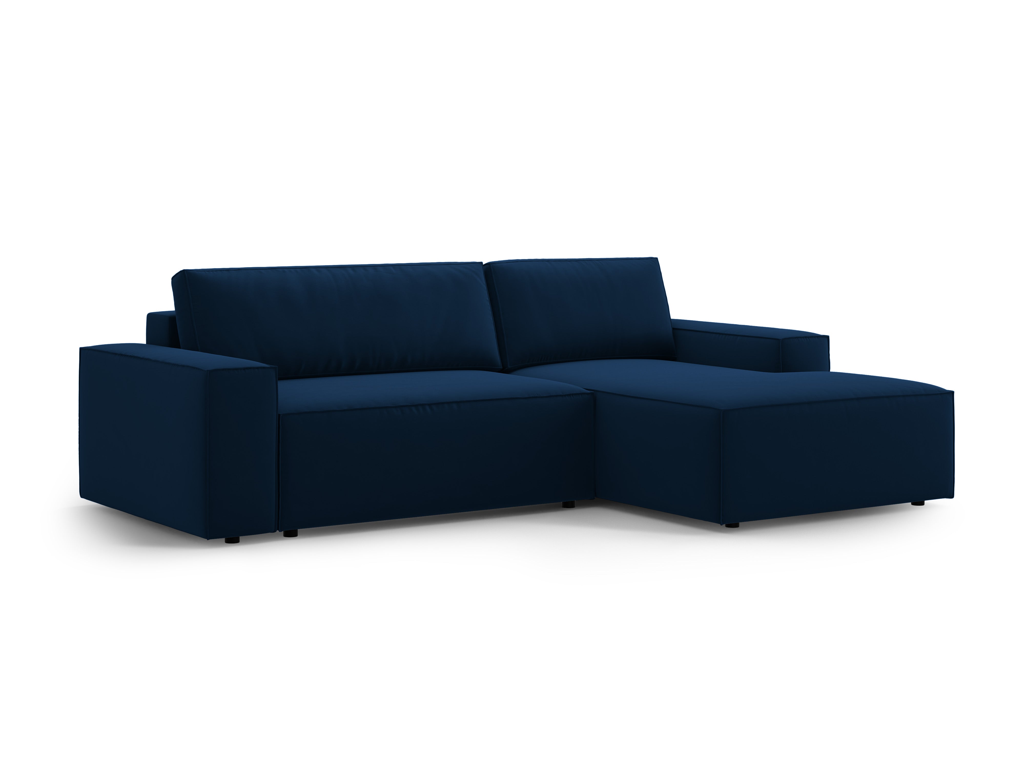 Right-facing velvet corner sofa bed JODIE royal blue