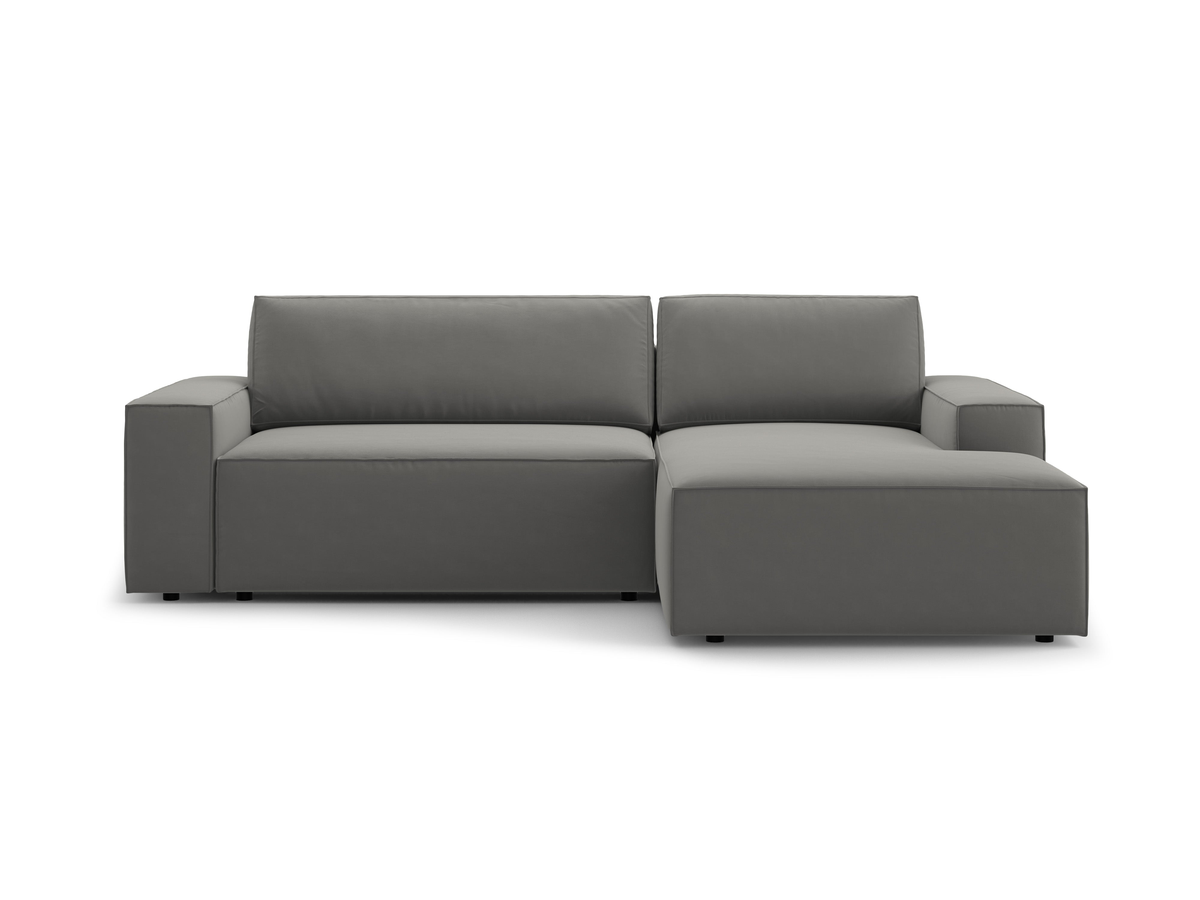 Samt-Ecksofa rechts mit Schlaffunktion JODIE hellgrau