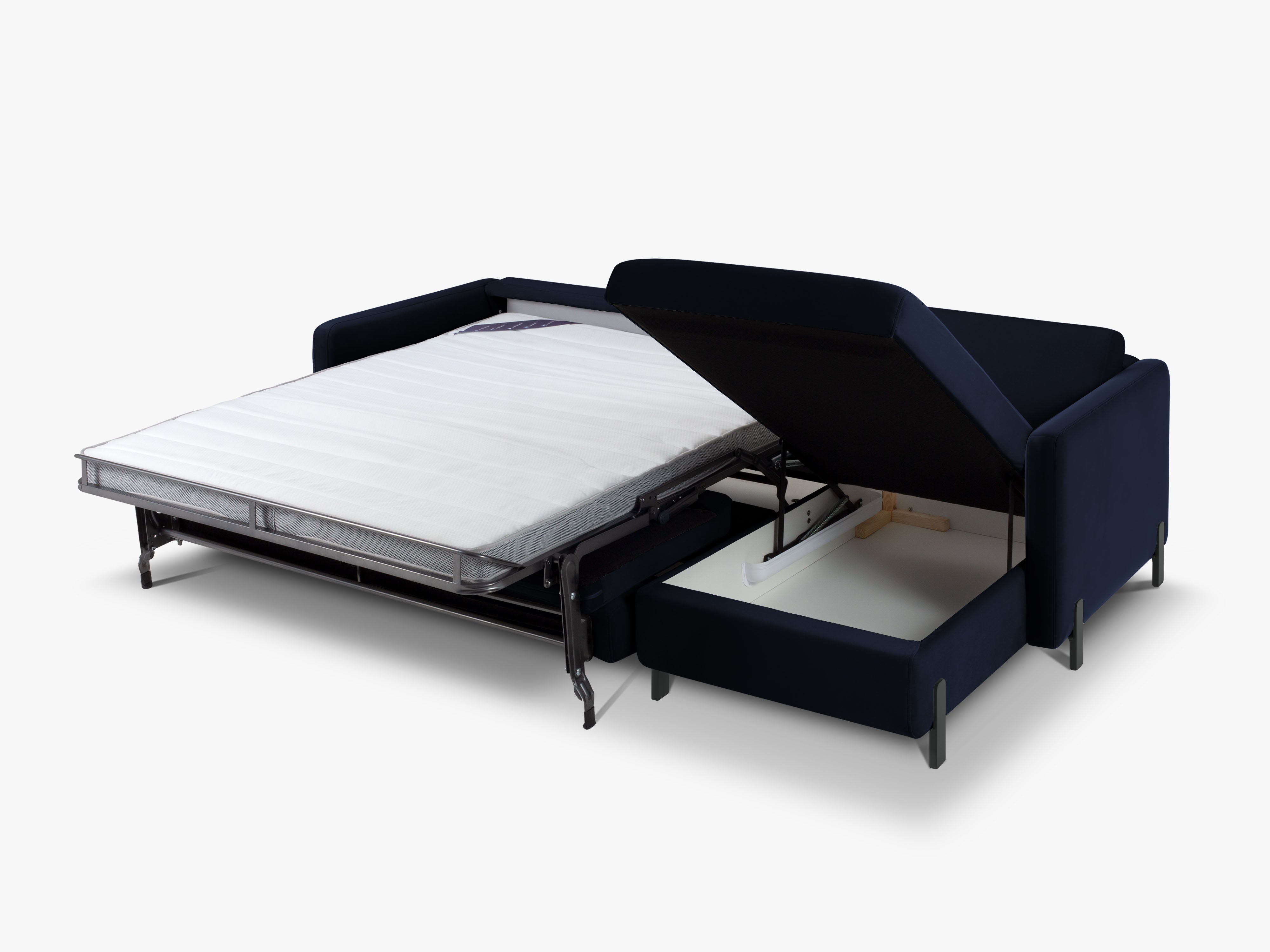 Samt-Ecksofa rechtsseitig für 4 Personen mit Schlaffunktion GLORIA königsblau