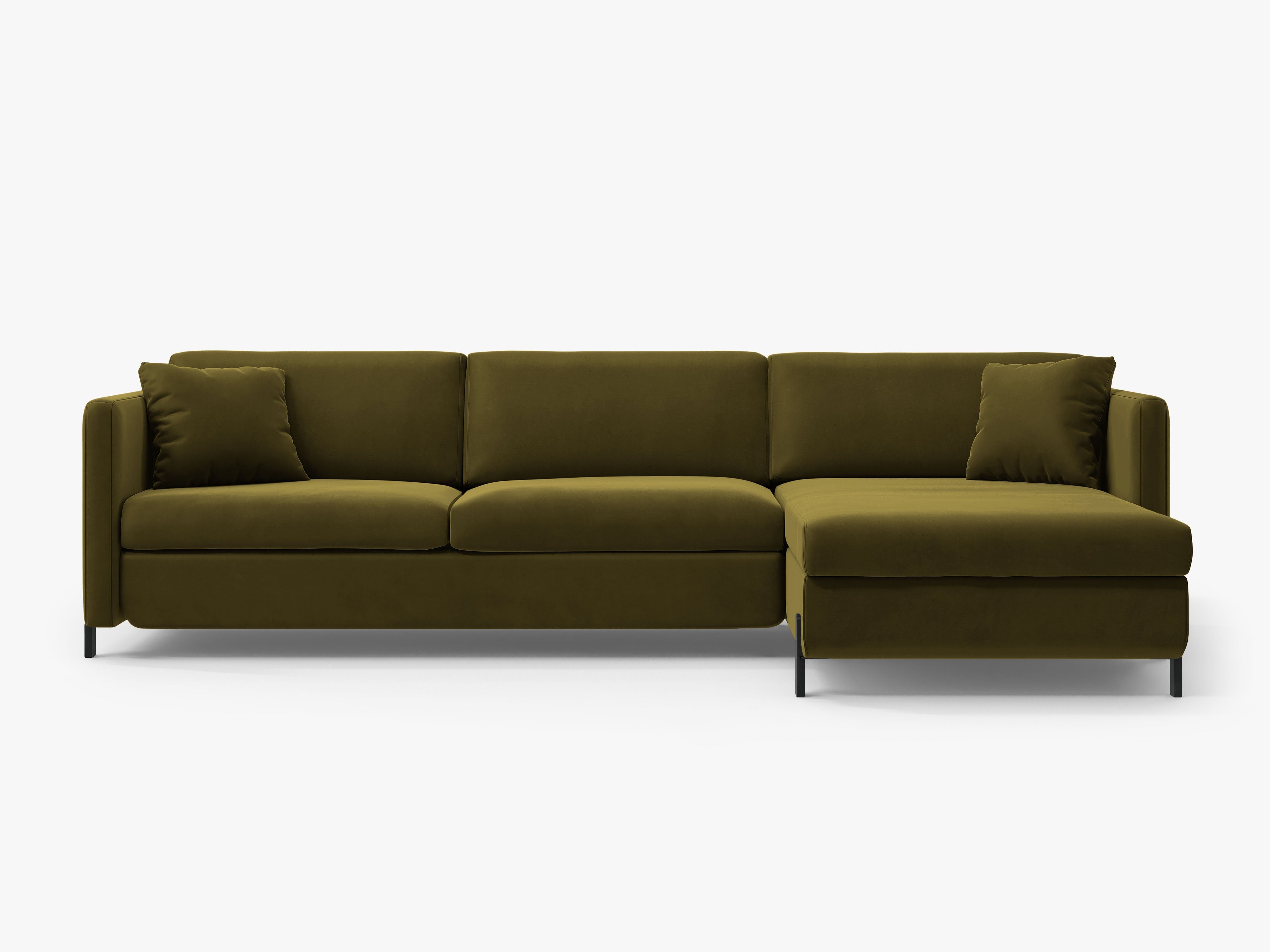 Velvet right-sided corner sofa for 4 people with sleeping function GLORIA green