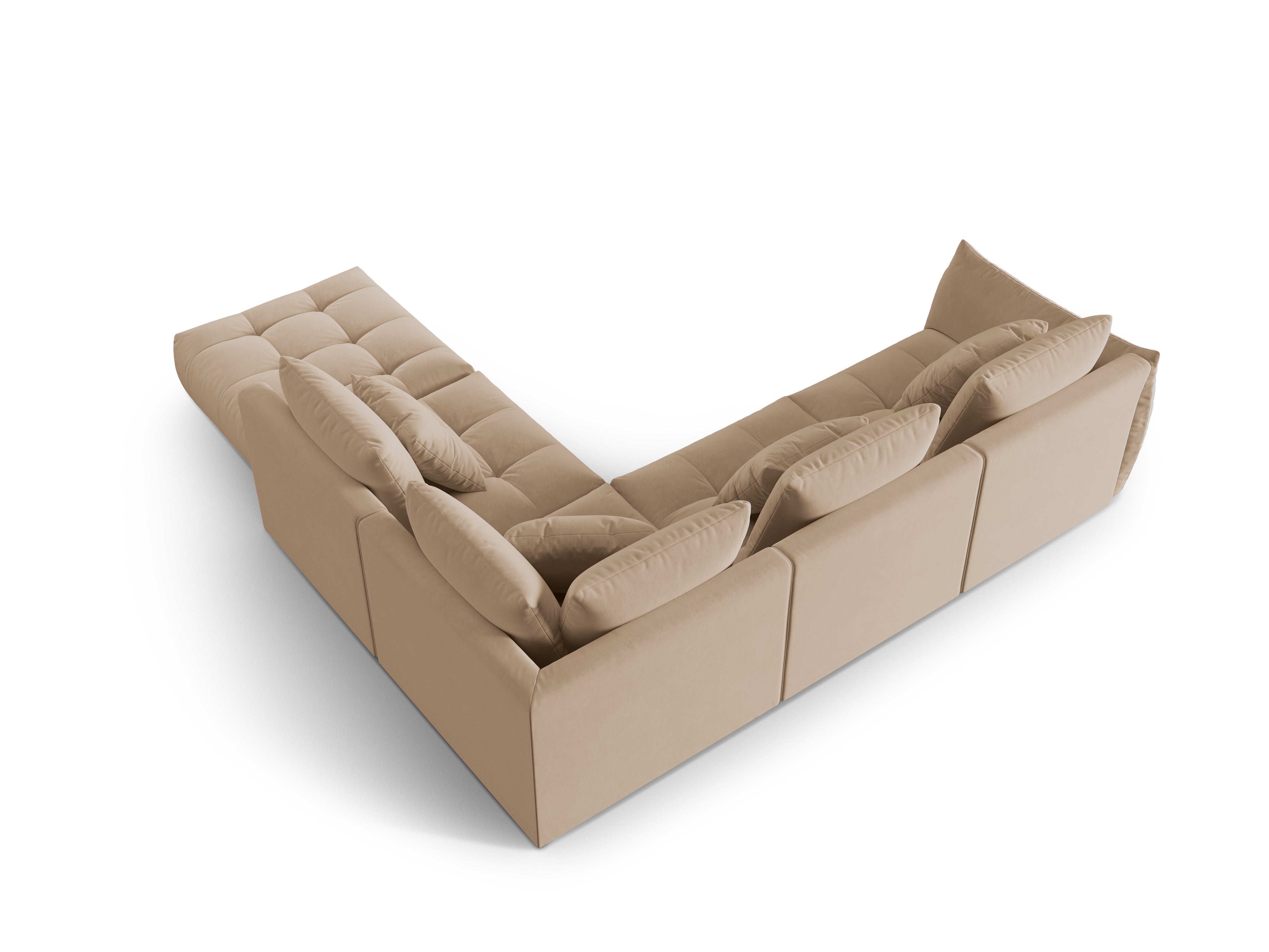 Modulares Samtsofa für 4 Personen, rechtsseitig, BLOOM, sandfarben