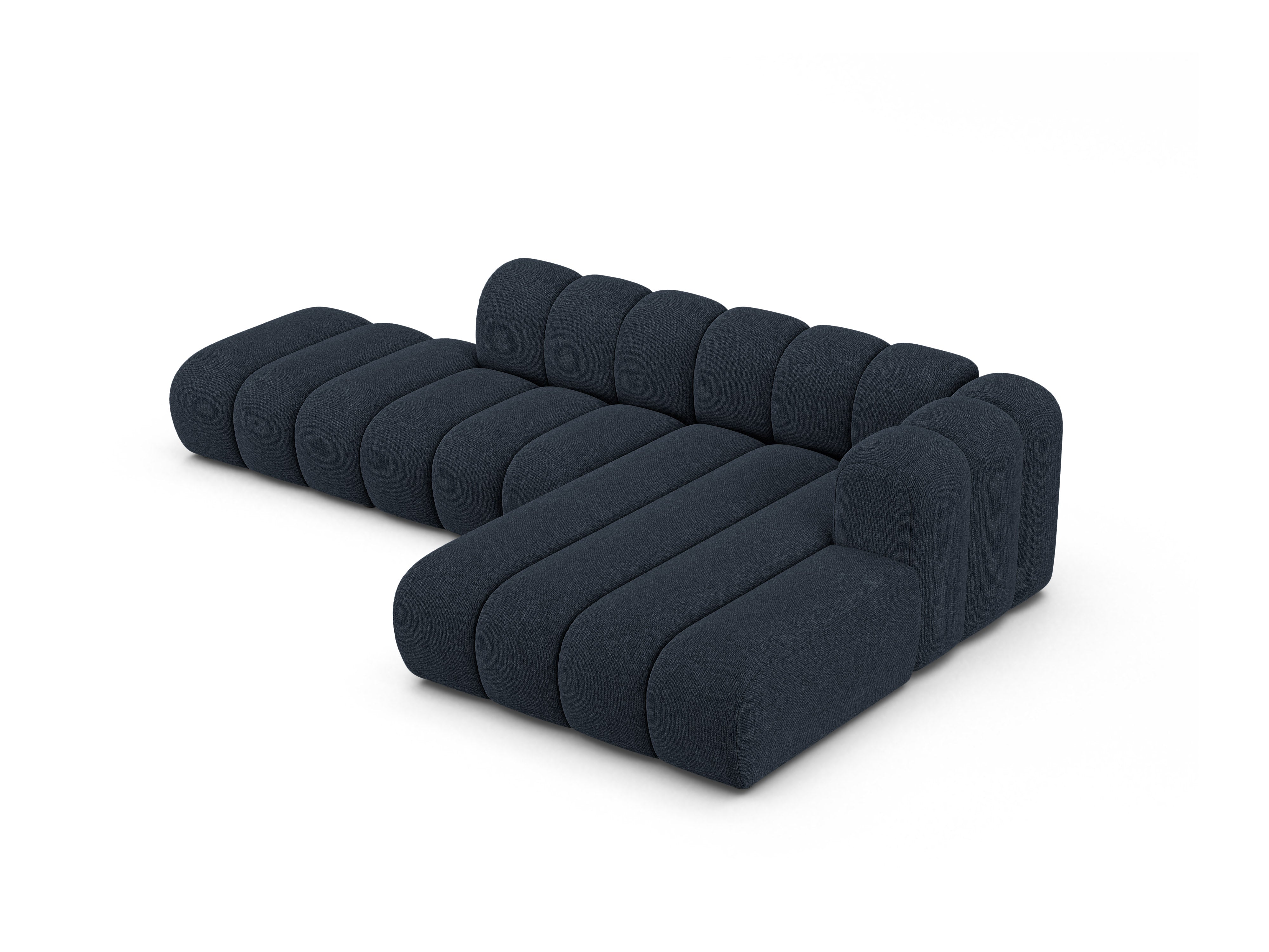 Narożnik 5-osobowy prawostronny LUPINE granatowy szenil – sofa narożna