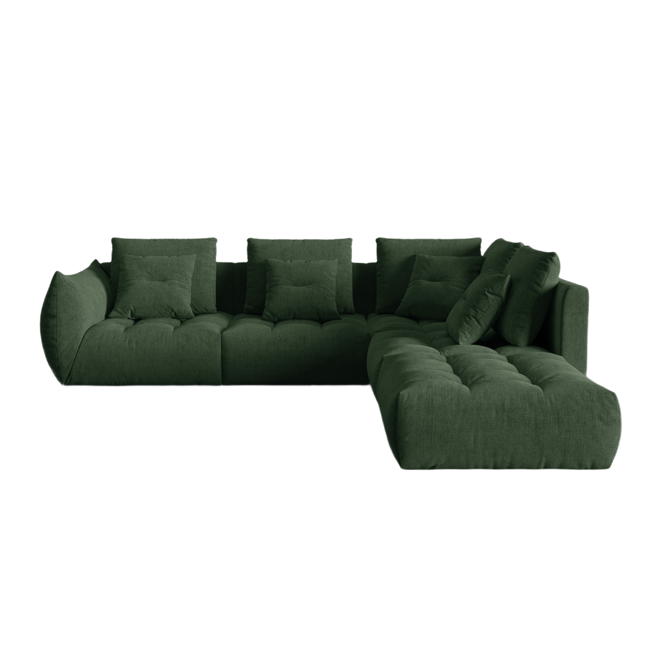 4-seater right-facing modular corner sofa BLOOM green chenille