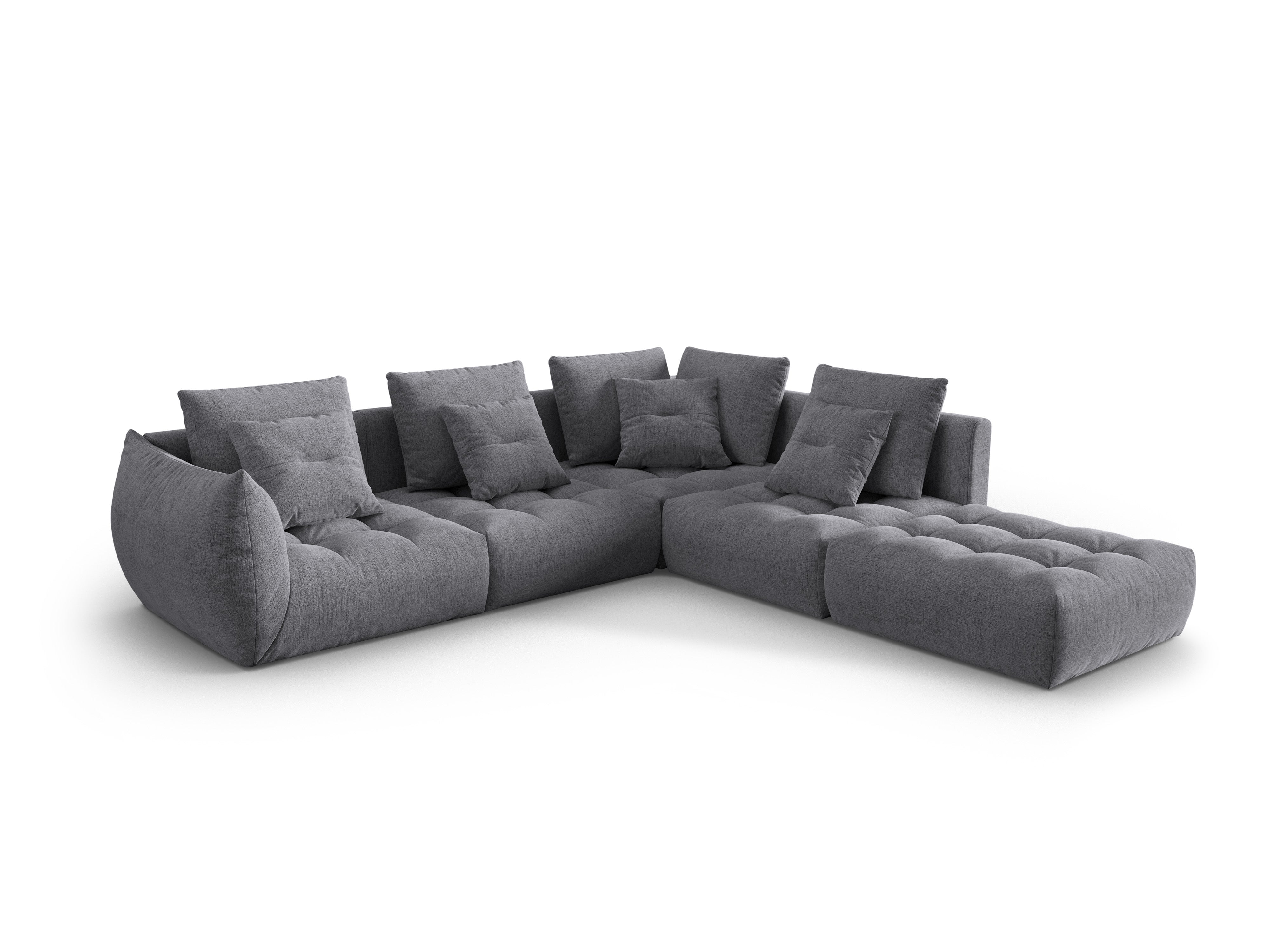 4-seater modular corner sofa right-hand BLOOM gray chenille