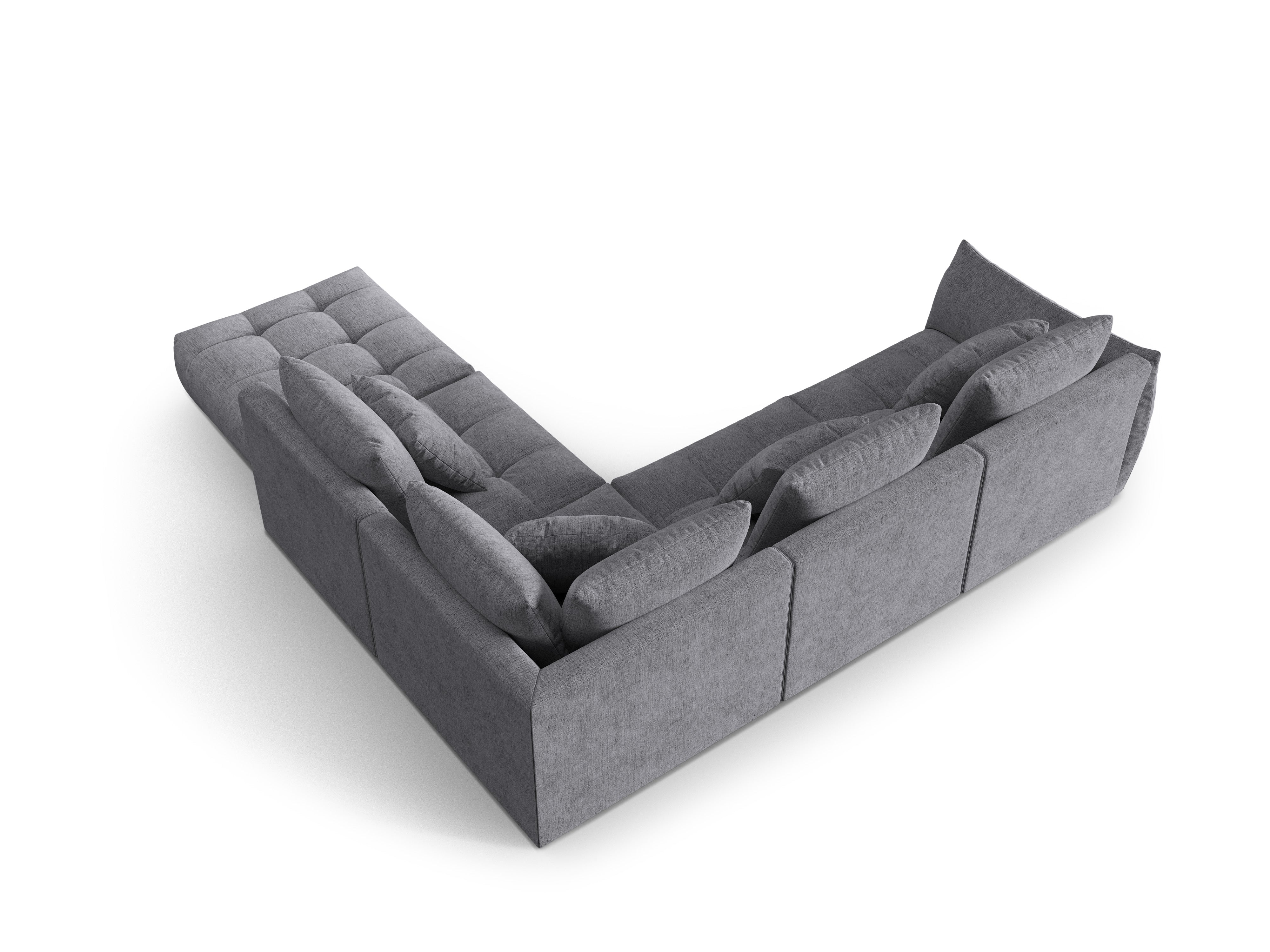4-seater modular corner sofa right-hand BLOOM gray chenille