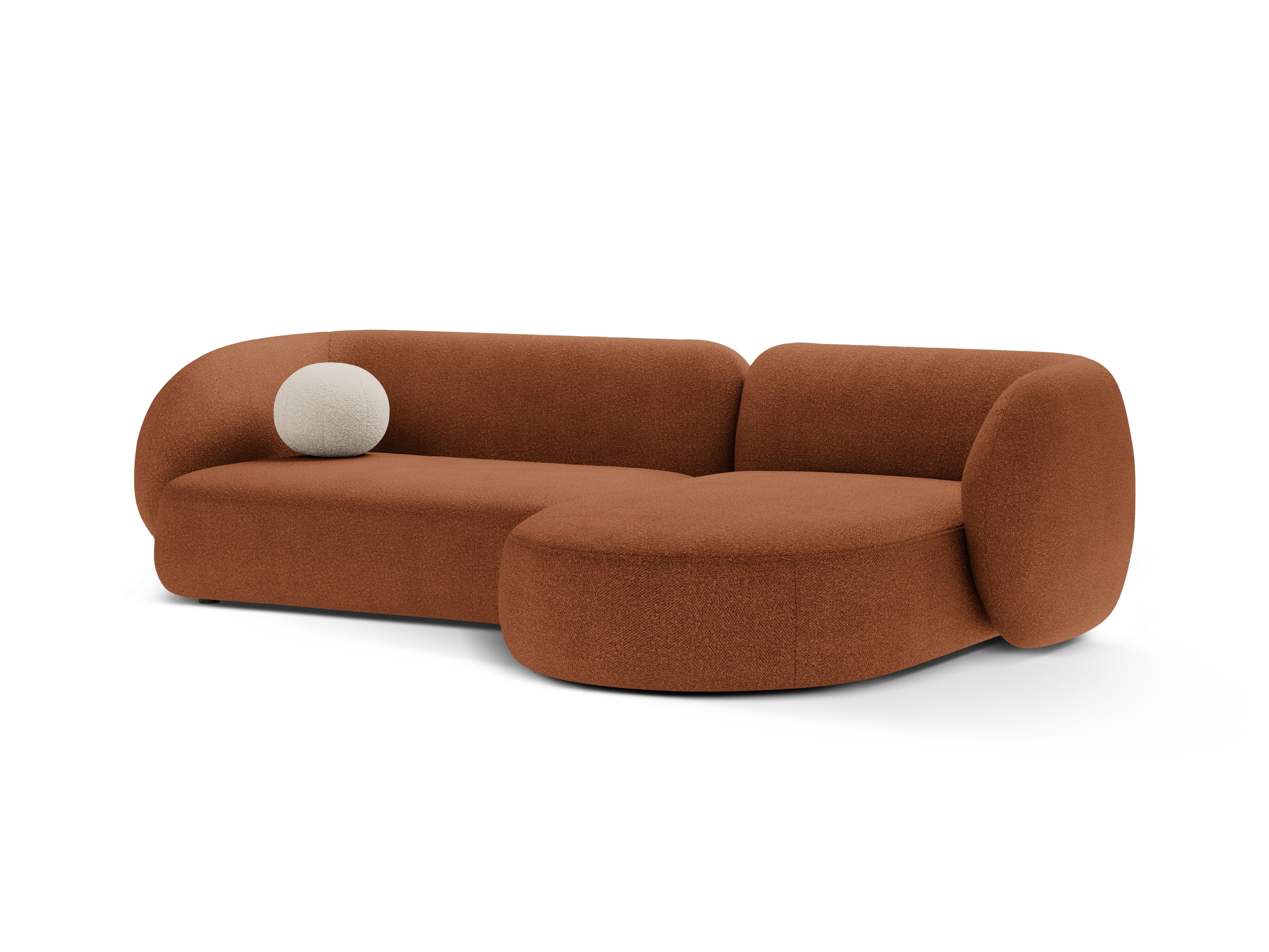 Narożnik prawostronny 3-osobowy KATE terracotta boucle – tkanina bouclé