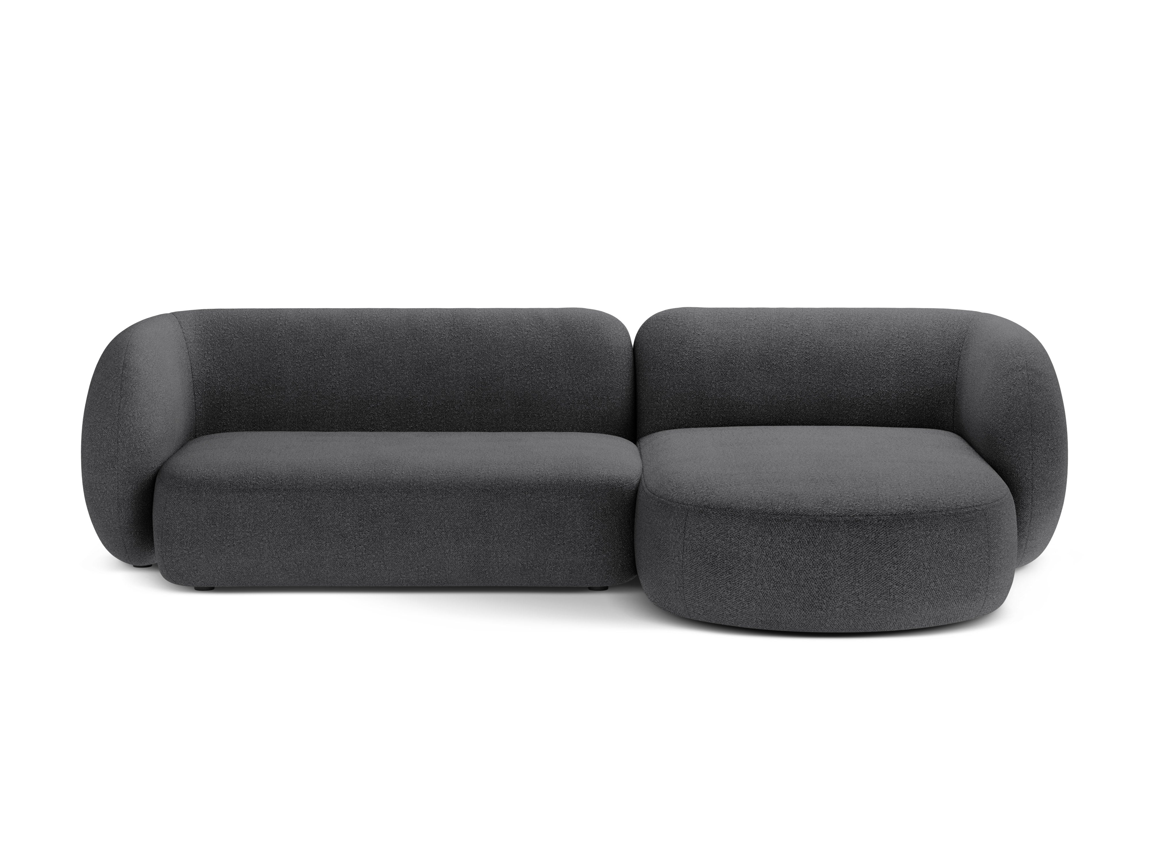 Right-facing 3-seater sofa KATE dark gray boucle