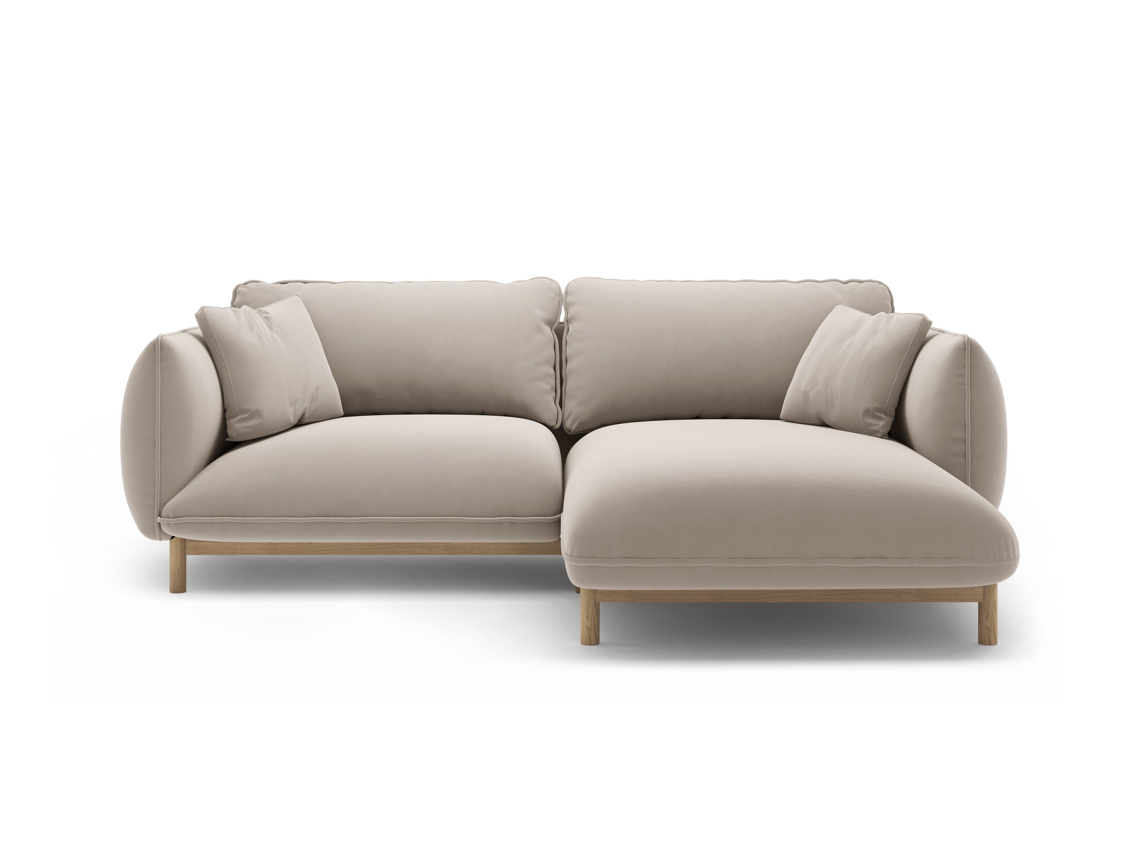 Velvet hoekbank rechts ADA lichtbeige