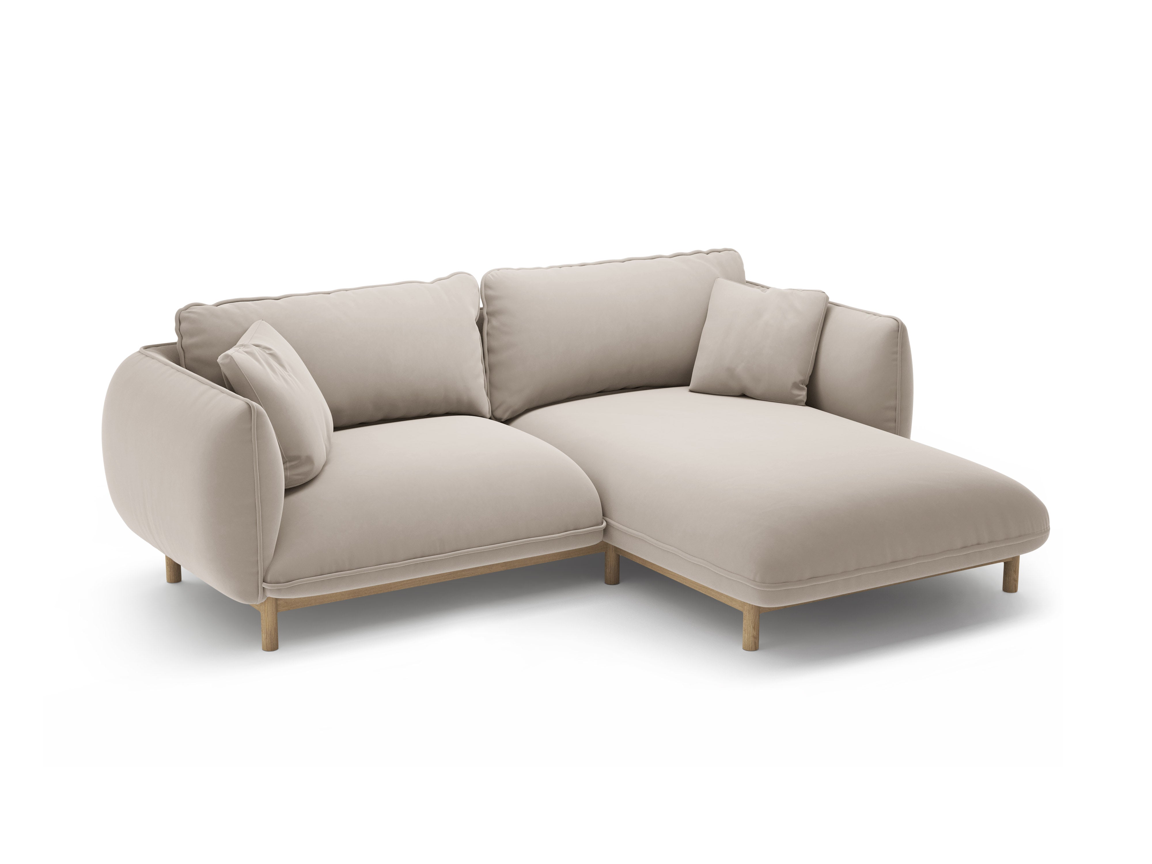 Velvet hoekbank rechts ADA lichtbeige