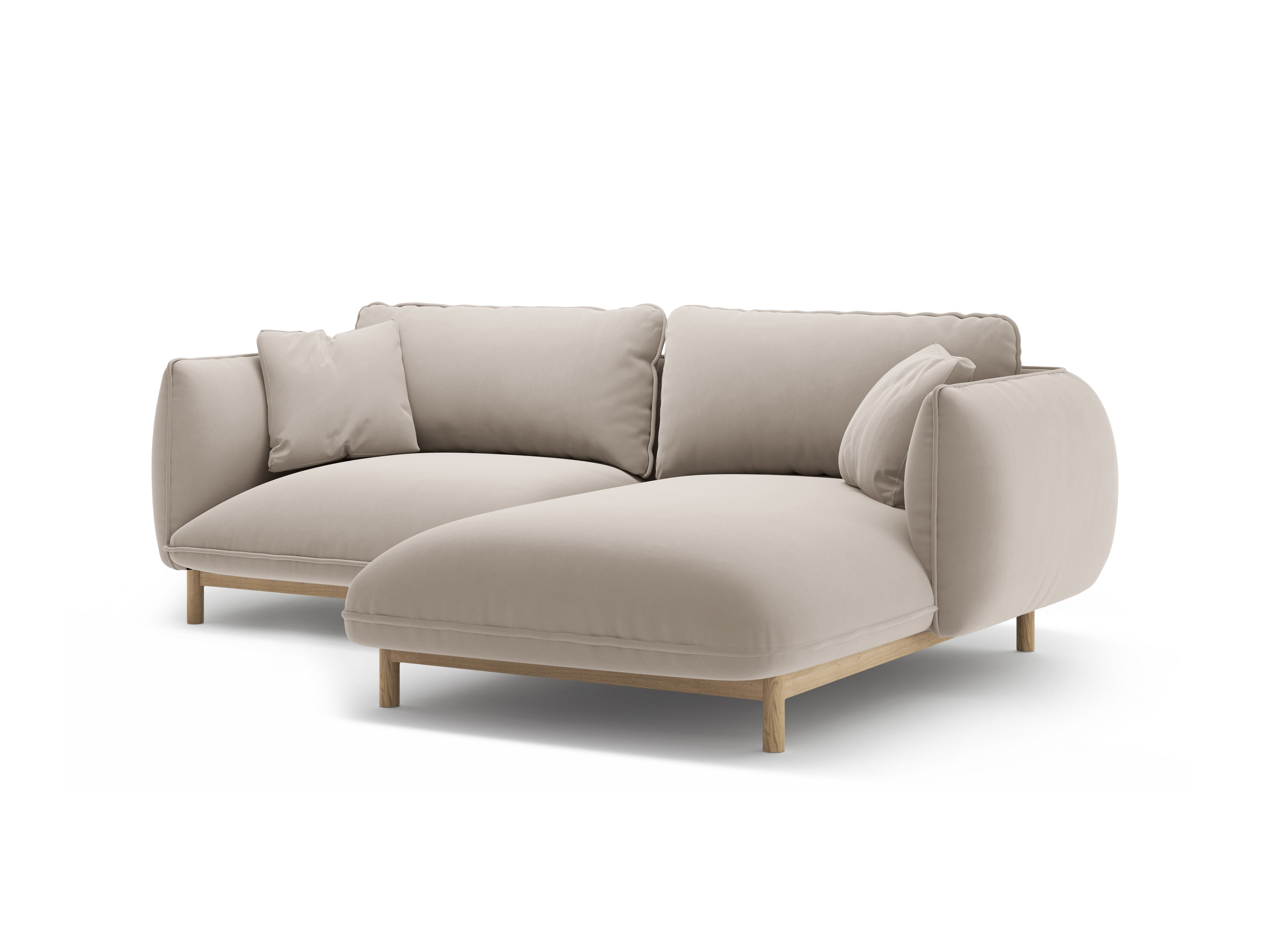 Velvet hoekbank rechts ADA lichtbeige