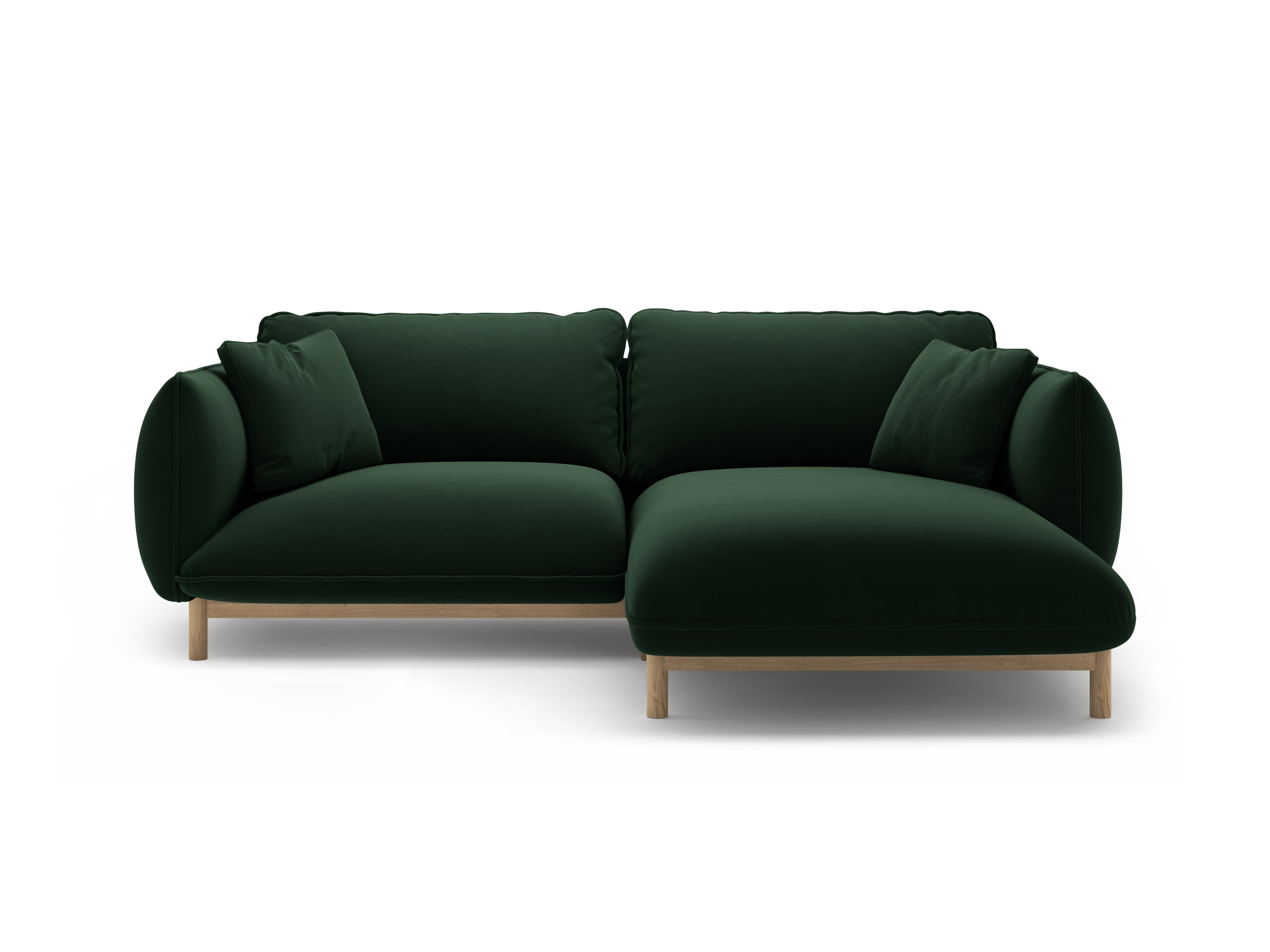 Velvet corner sofa ADA right-facing bottle green