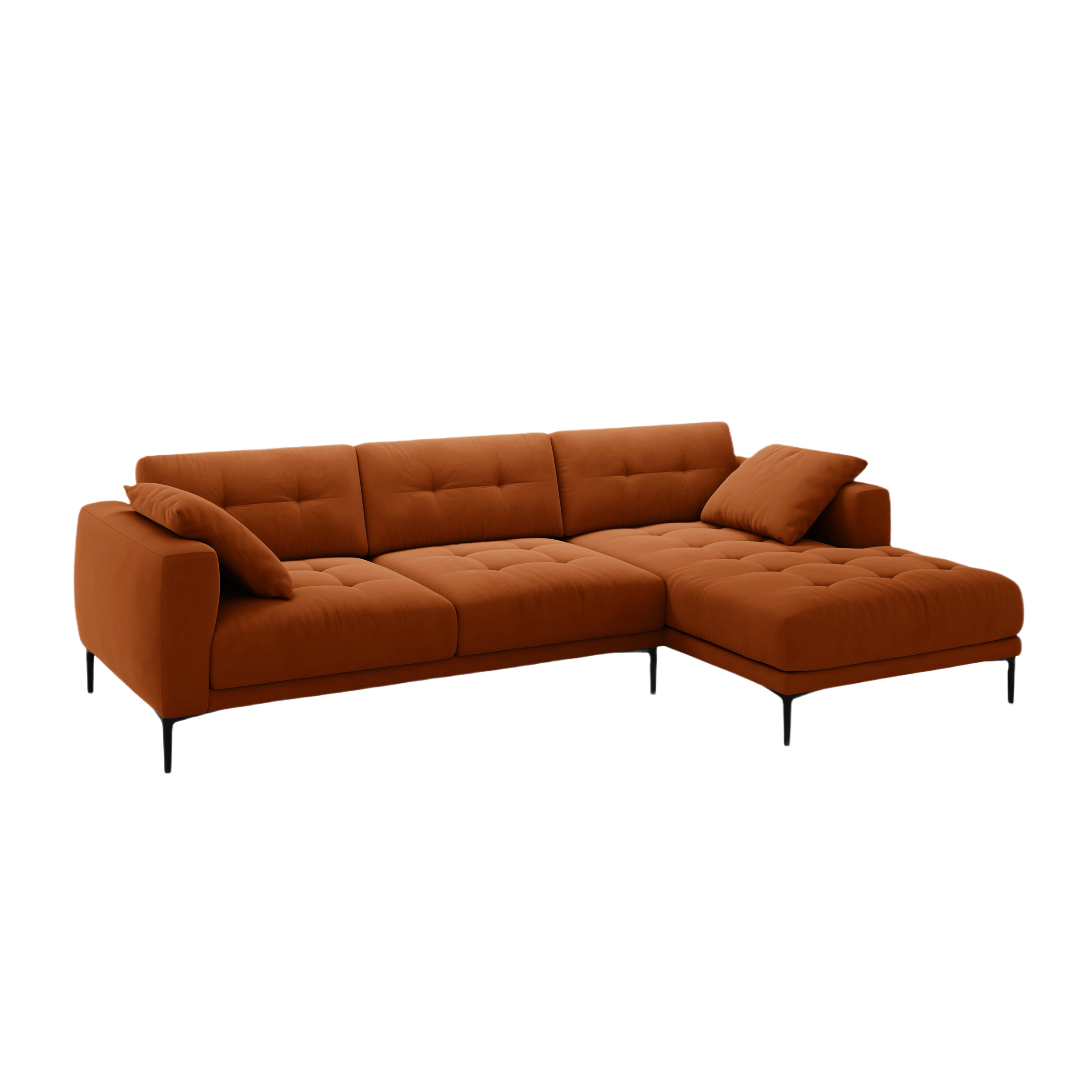 Samt-Ecksofa rechts BEMY terracotta