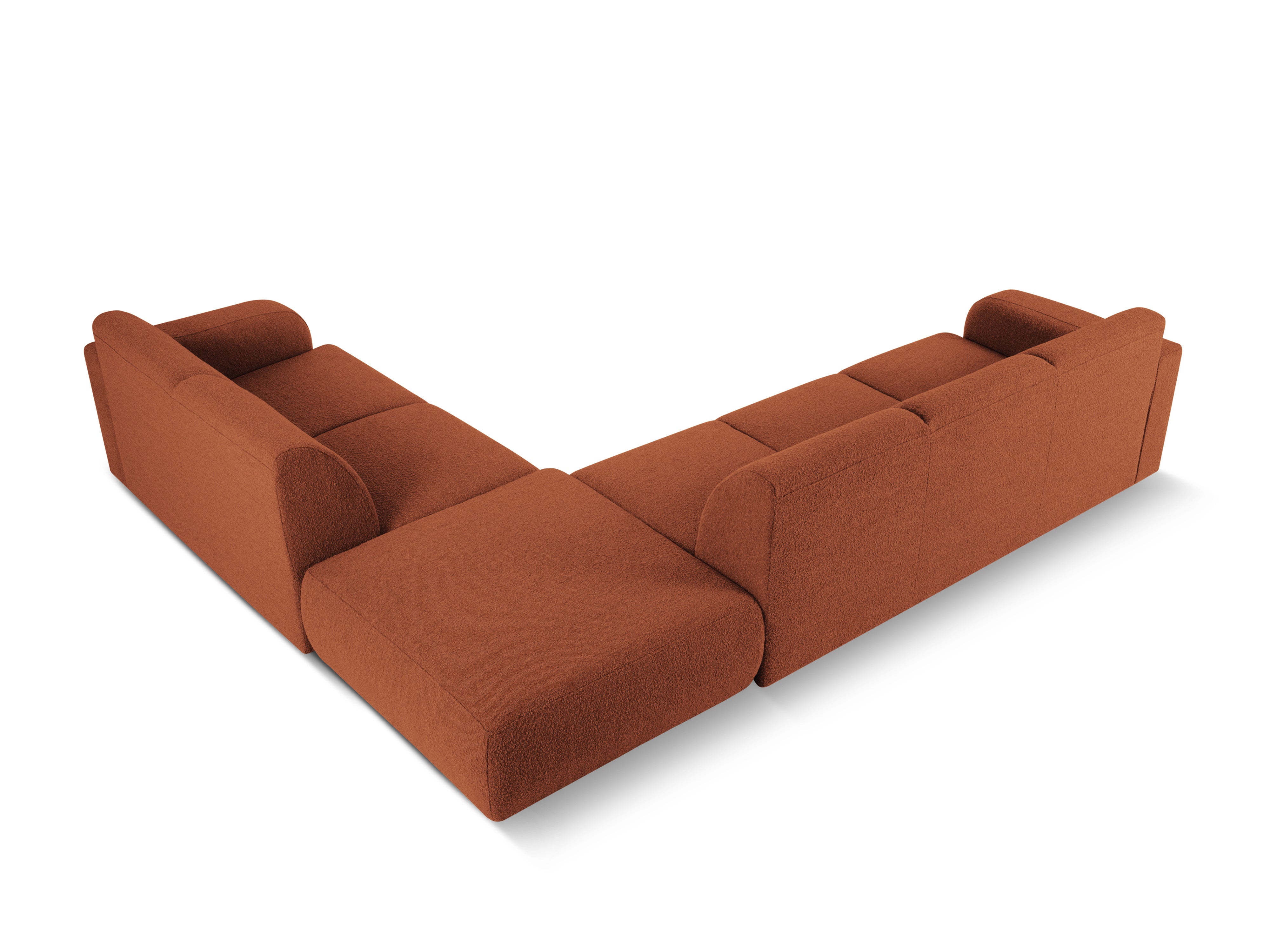 Narożnik w tkaninie boucle prawostronny otwarty MOLINO terracotta – tkanina bouclé