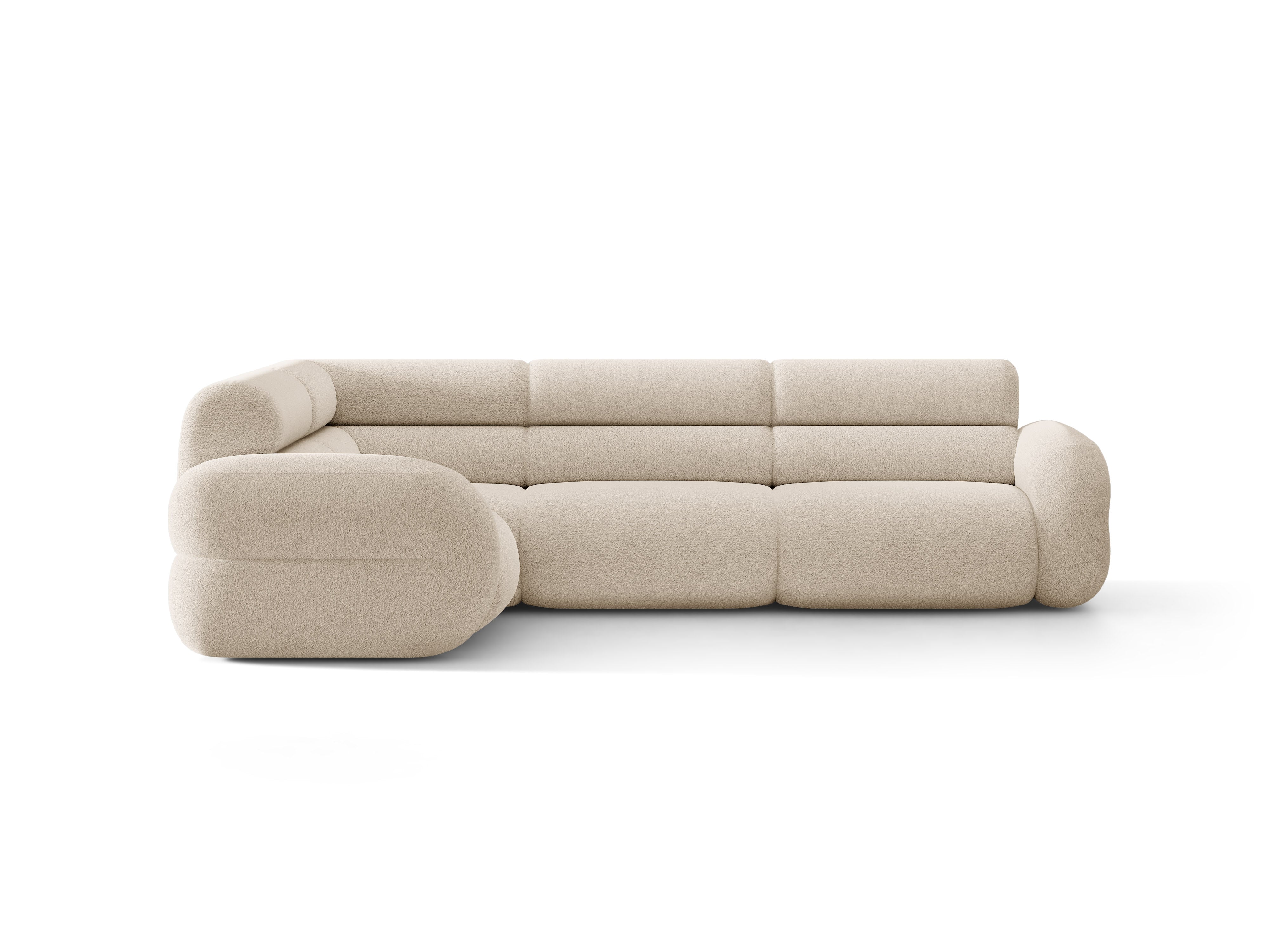 L-vormige linker NEO hoekbank in beige boucle