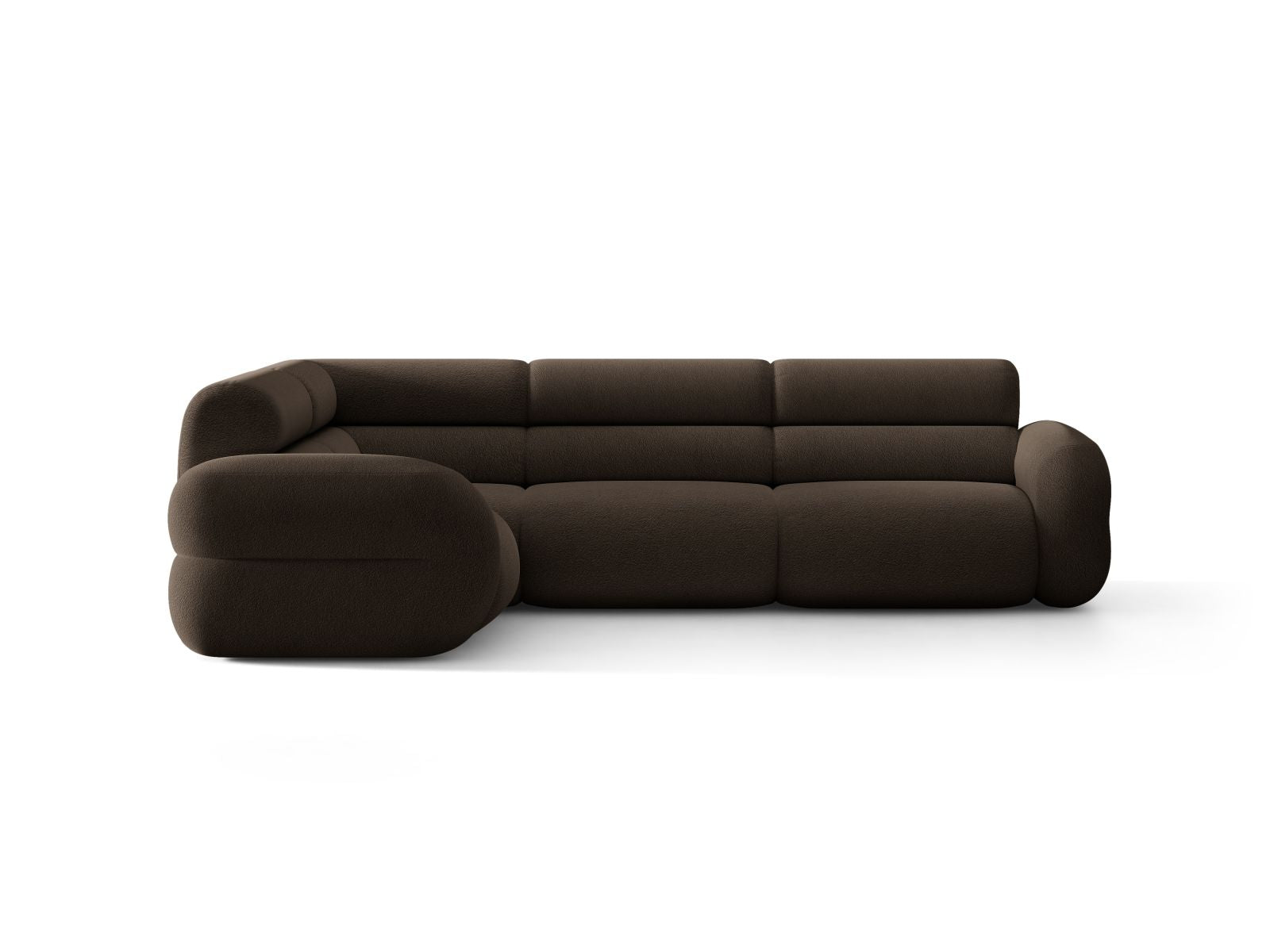 L-vormige linker NEO hoekbank in bruin boucle