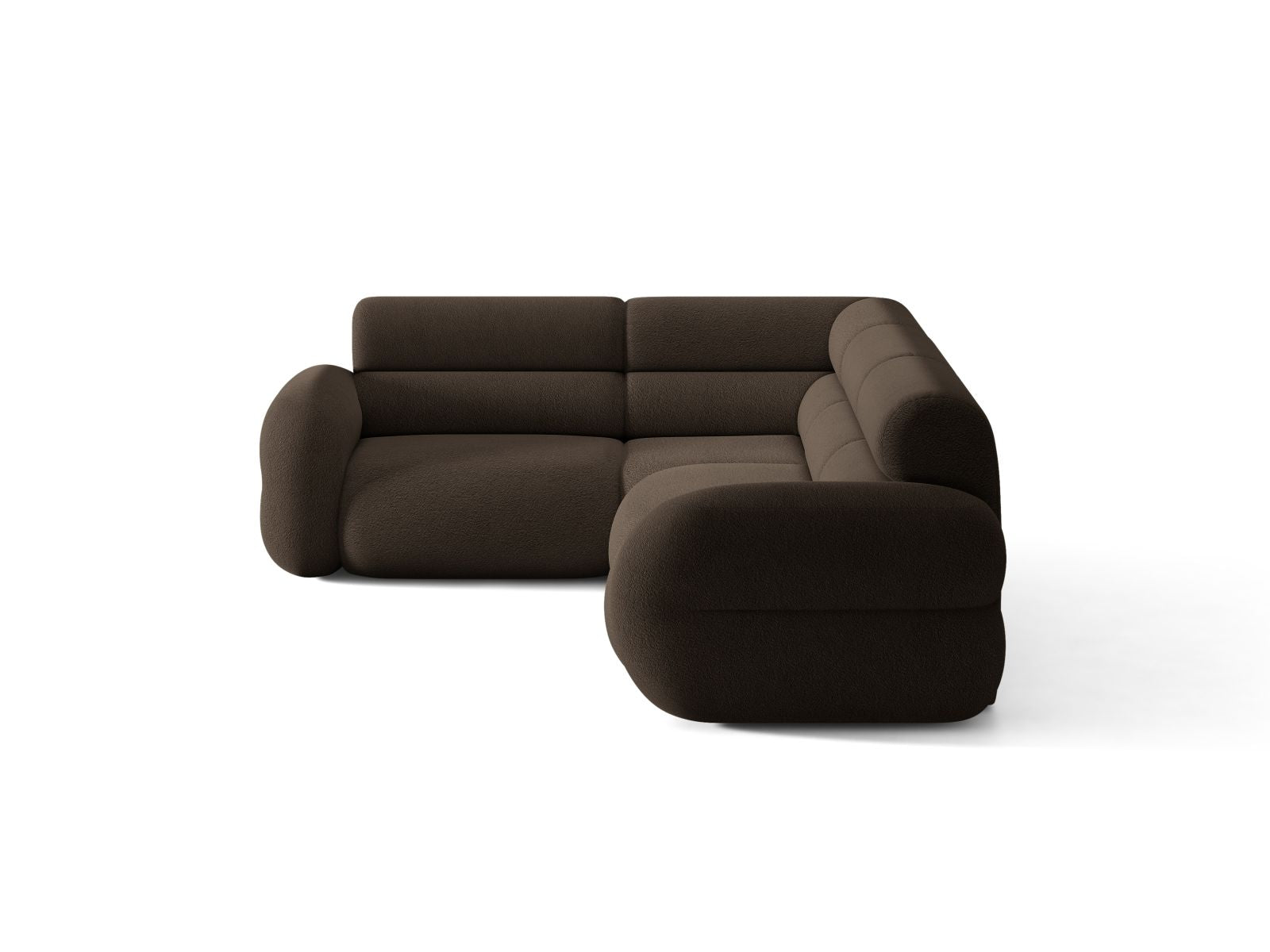 L-vormige linker NEO hoekbank in bruin boucle