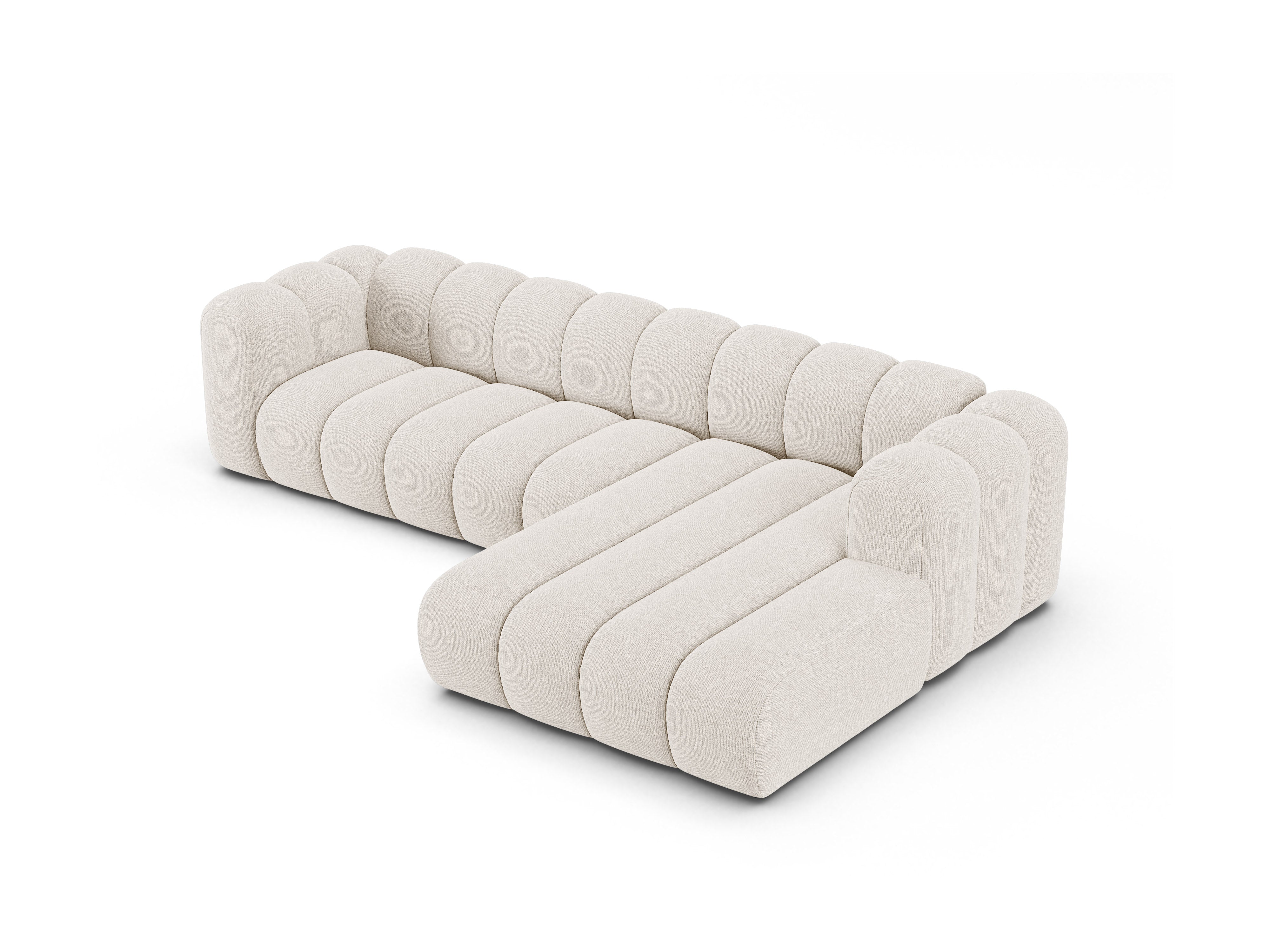 Narożnik 4-osobowy prawostronny LUPINE jasny beżowy szenil – sofa narożna