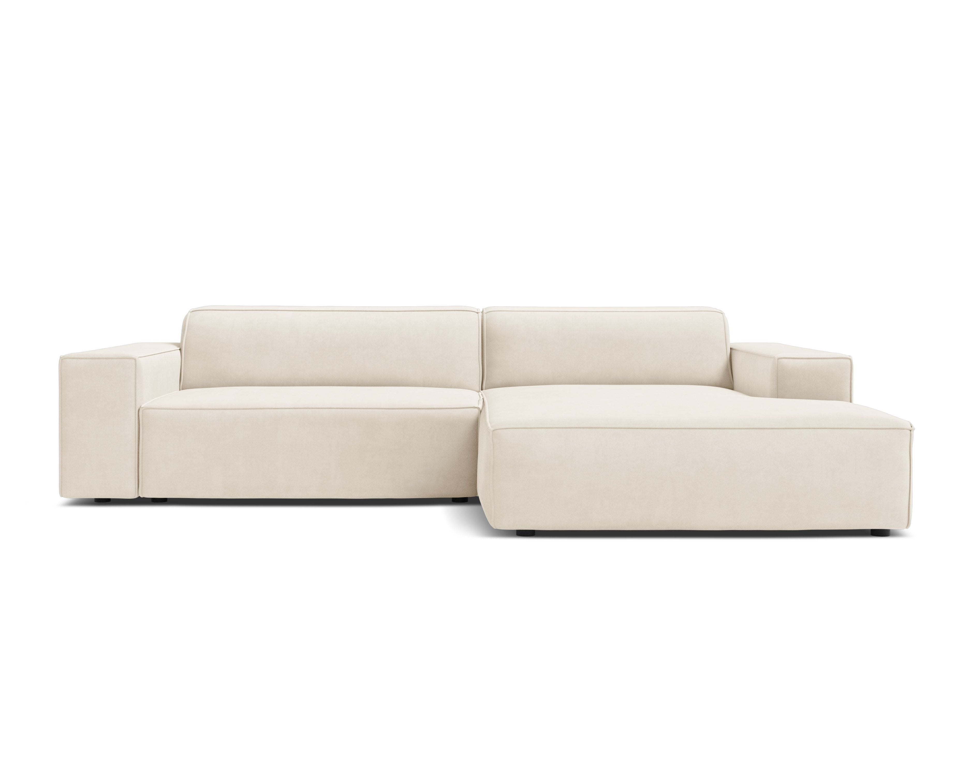 Velvet hoekbank rechts 3-zits JODIE lichtbeige